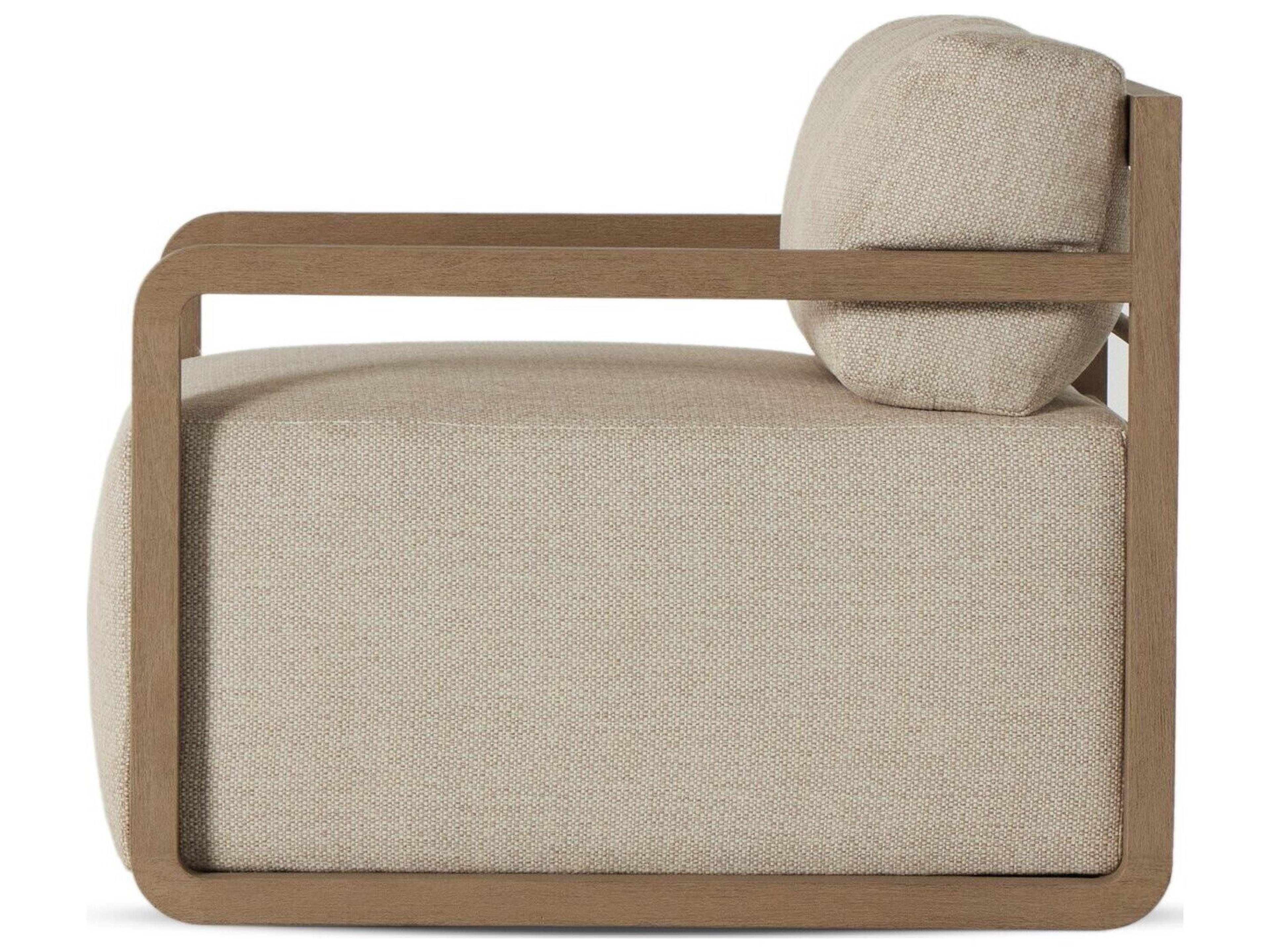 Luxecor Globetrotter Outdoor Washed Brown Swivel Lounge Chair with Faye Sand Cushion