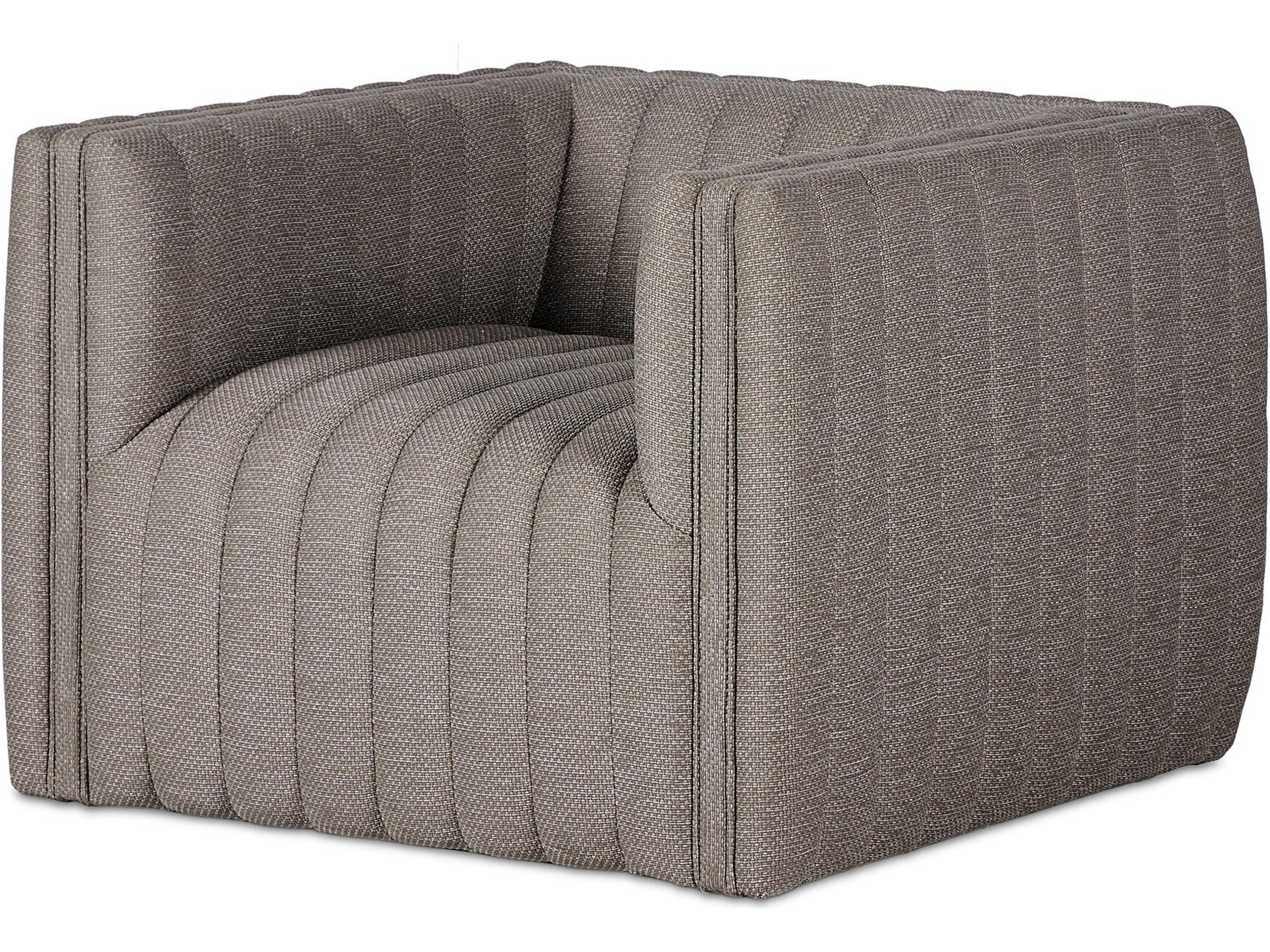 Four Hands Outdoor Solano Augustine Fabric Cushion Swivel Lounge Chair in Casa Grey