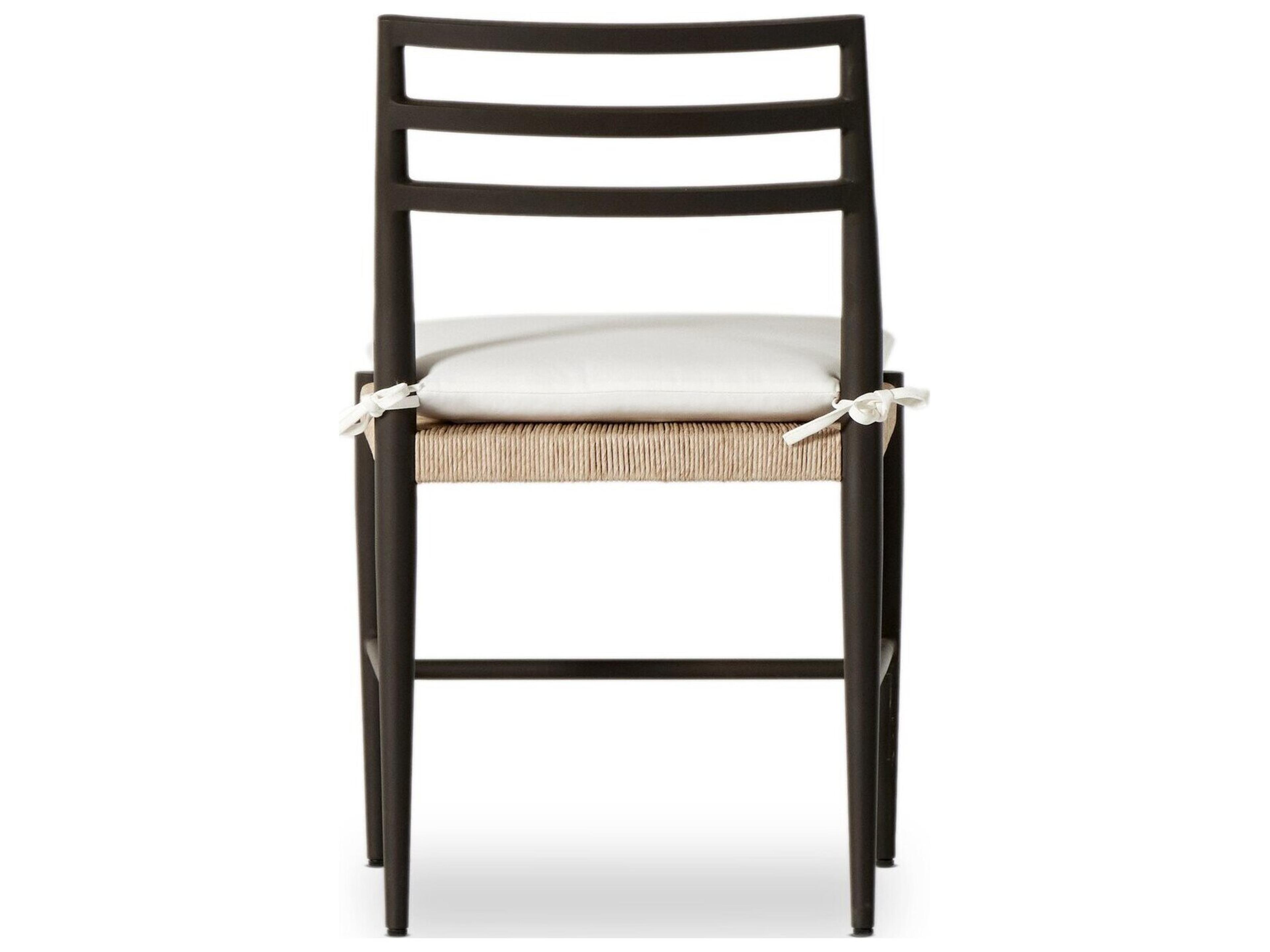 Four Hands Outdoor Solano Bronze / Vintage White Side Dining Chair with Stinson White Cushion