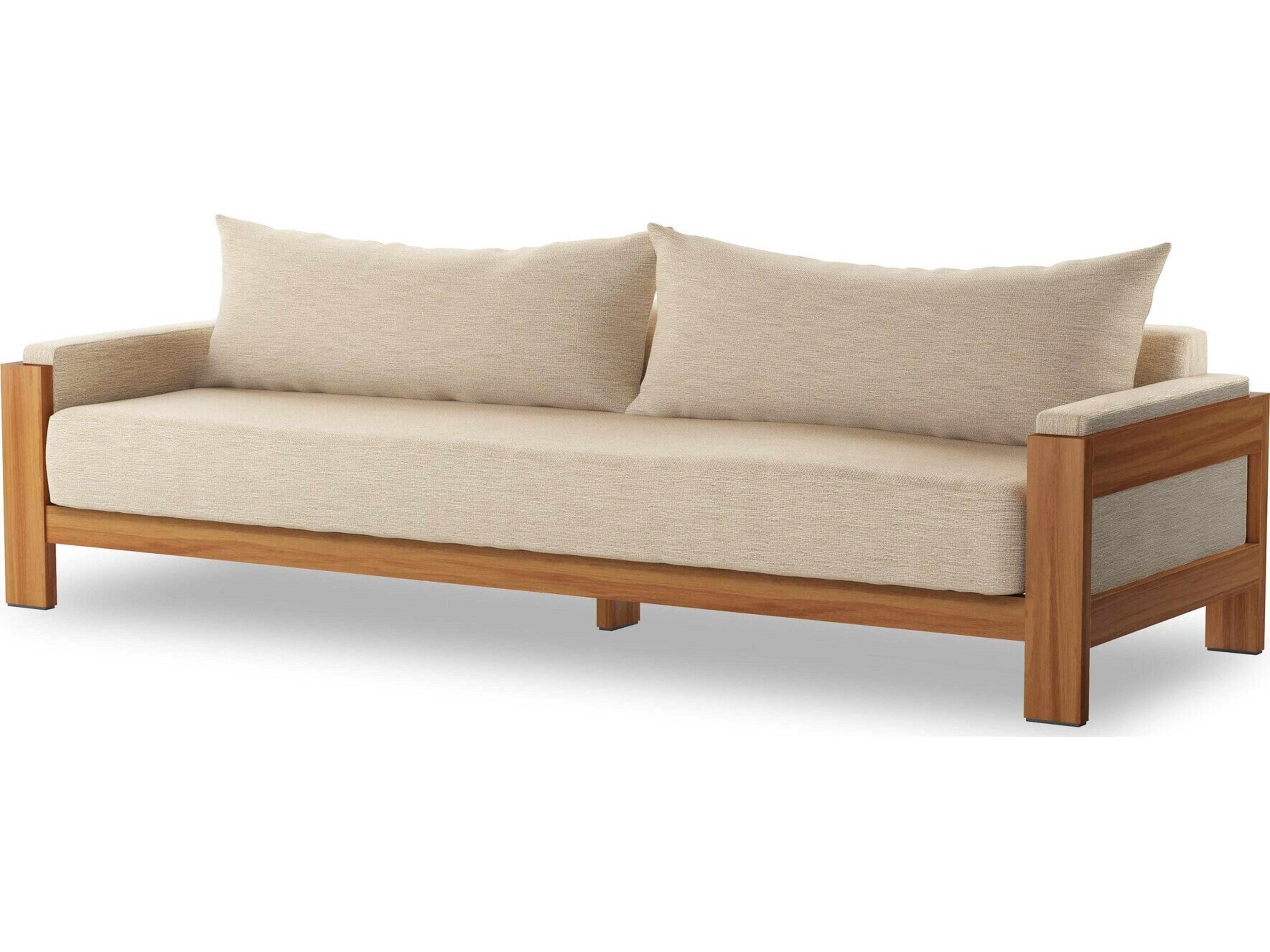 Duvall Natural Teak Sofa with Casa Cream Cushion