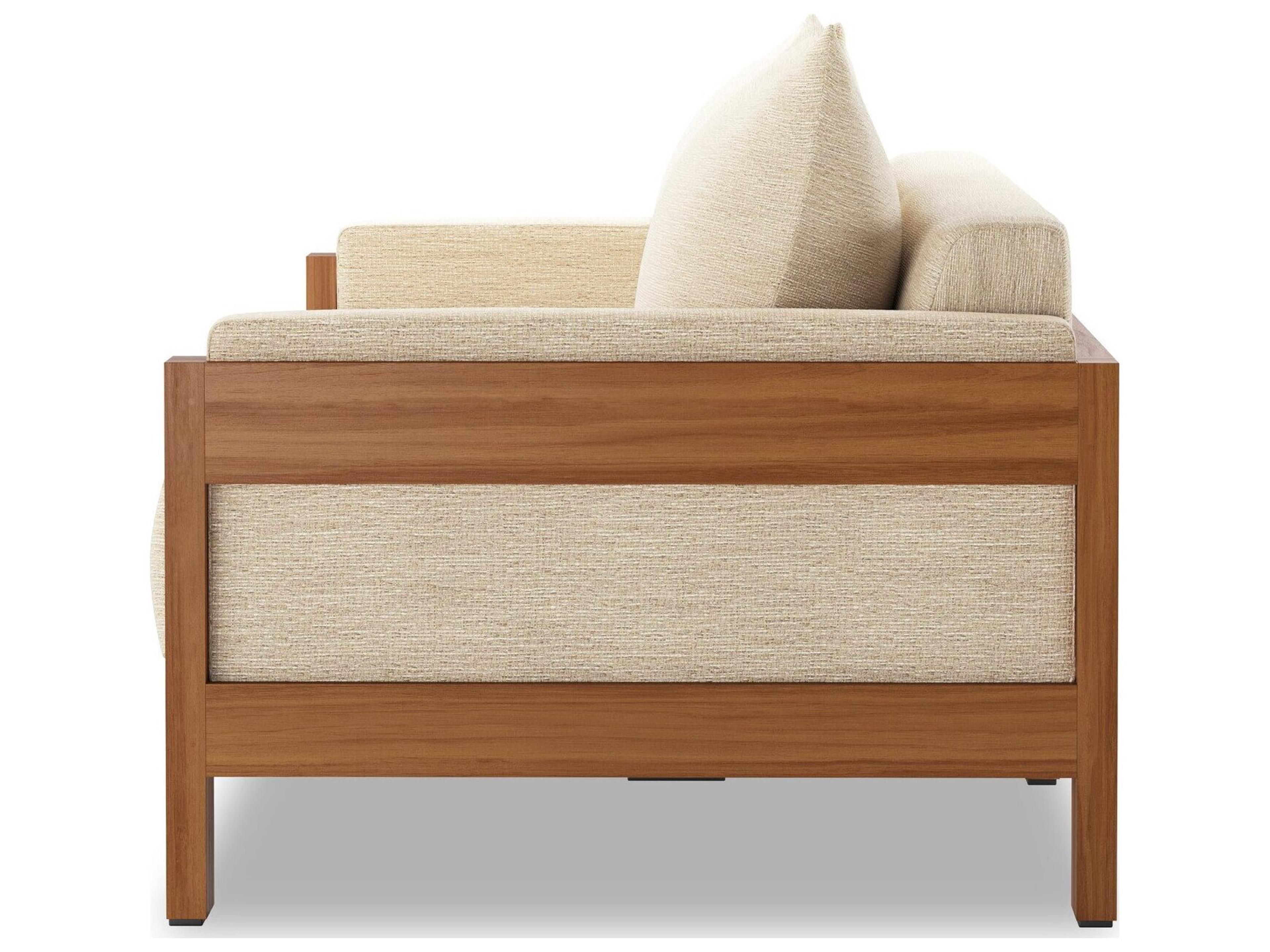 Four Hands Outdoor Duvall Natural Teak Sofa with Casa Cream Cushion