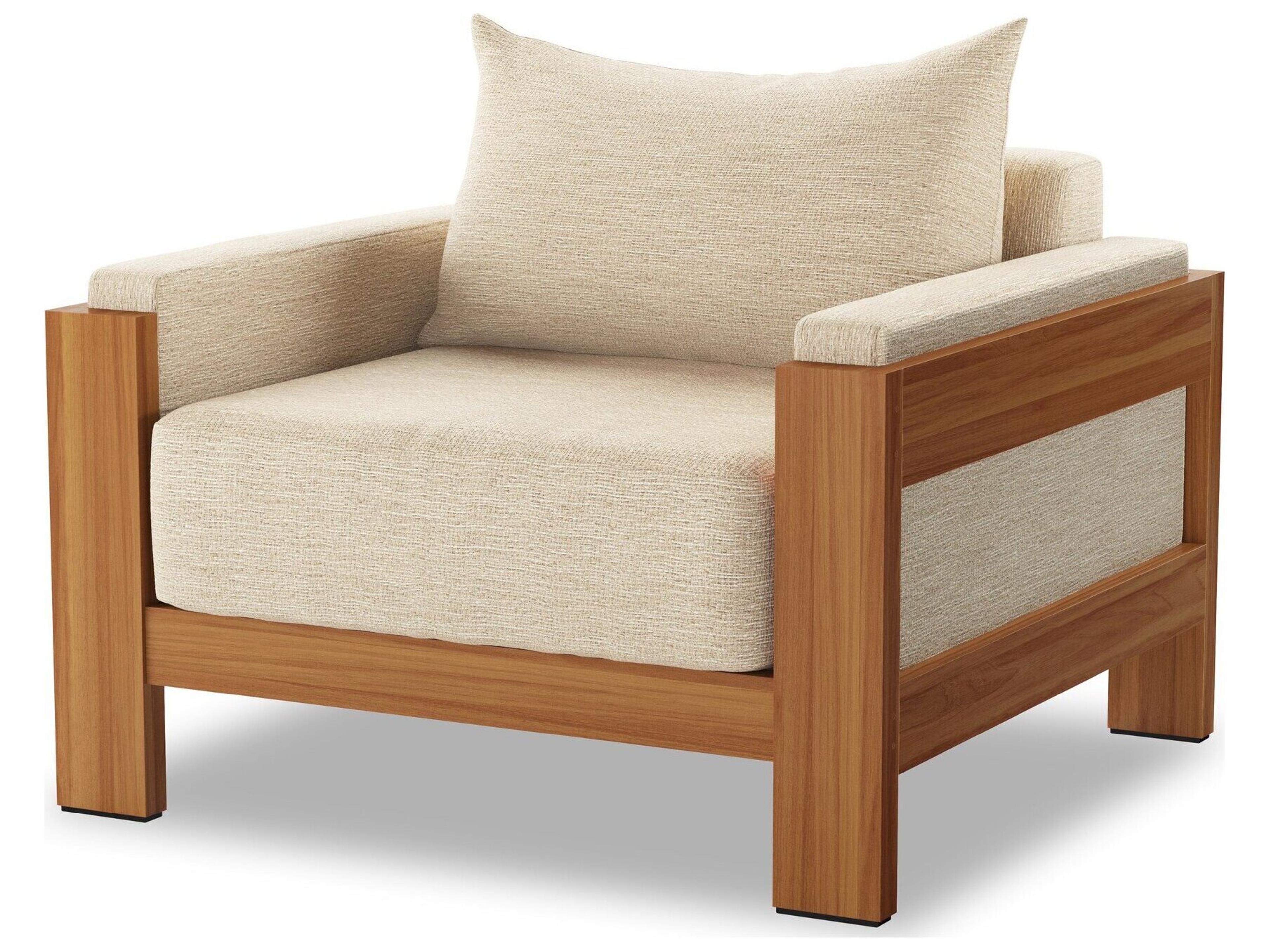Duvall Natural Teak Lounge Chair with Casa Cream Cushion