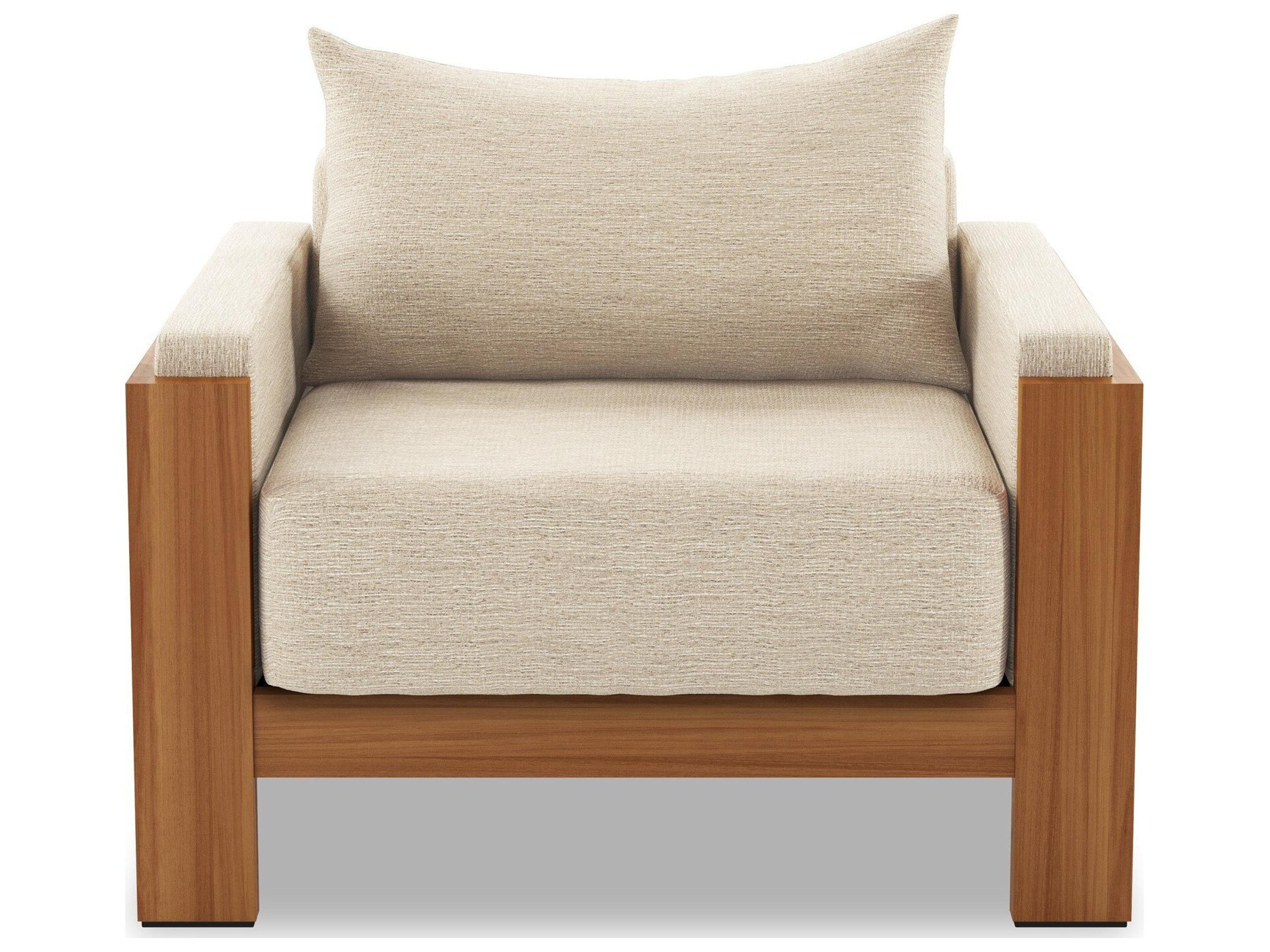 Four Hands Outdoor Duvall Natural Teak Lounge Chair with Casa Cream Cushion