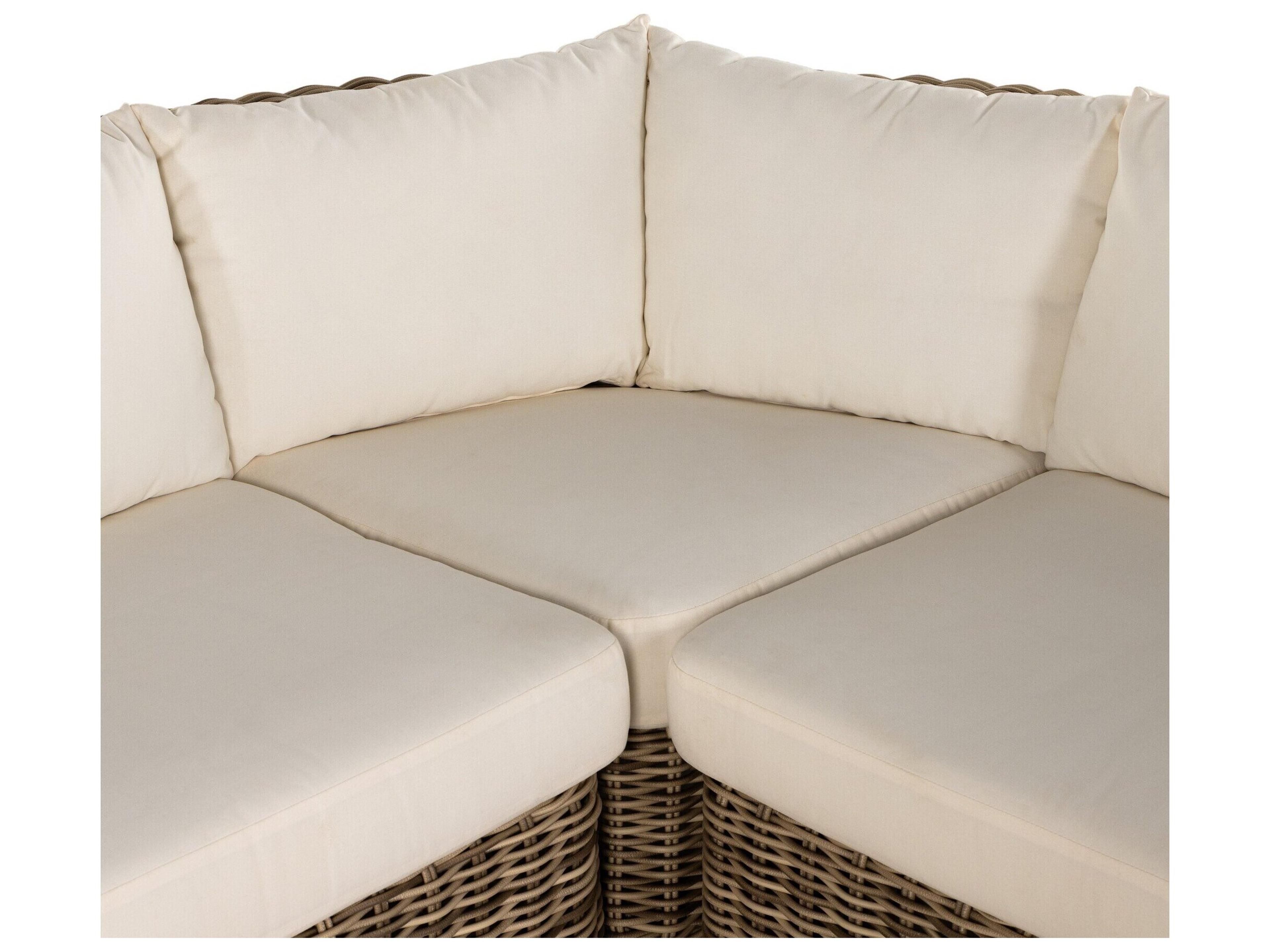 Luxecor Globetrotter Outdoor Venao Ivory / Natural Teak Chunky Sand Woven Sectional Sofa