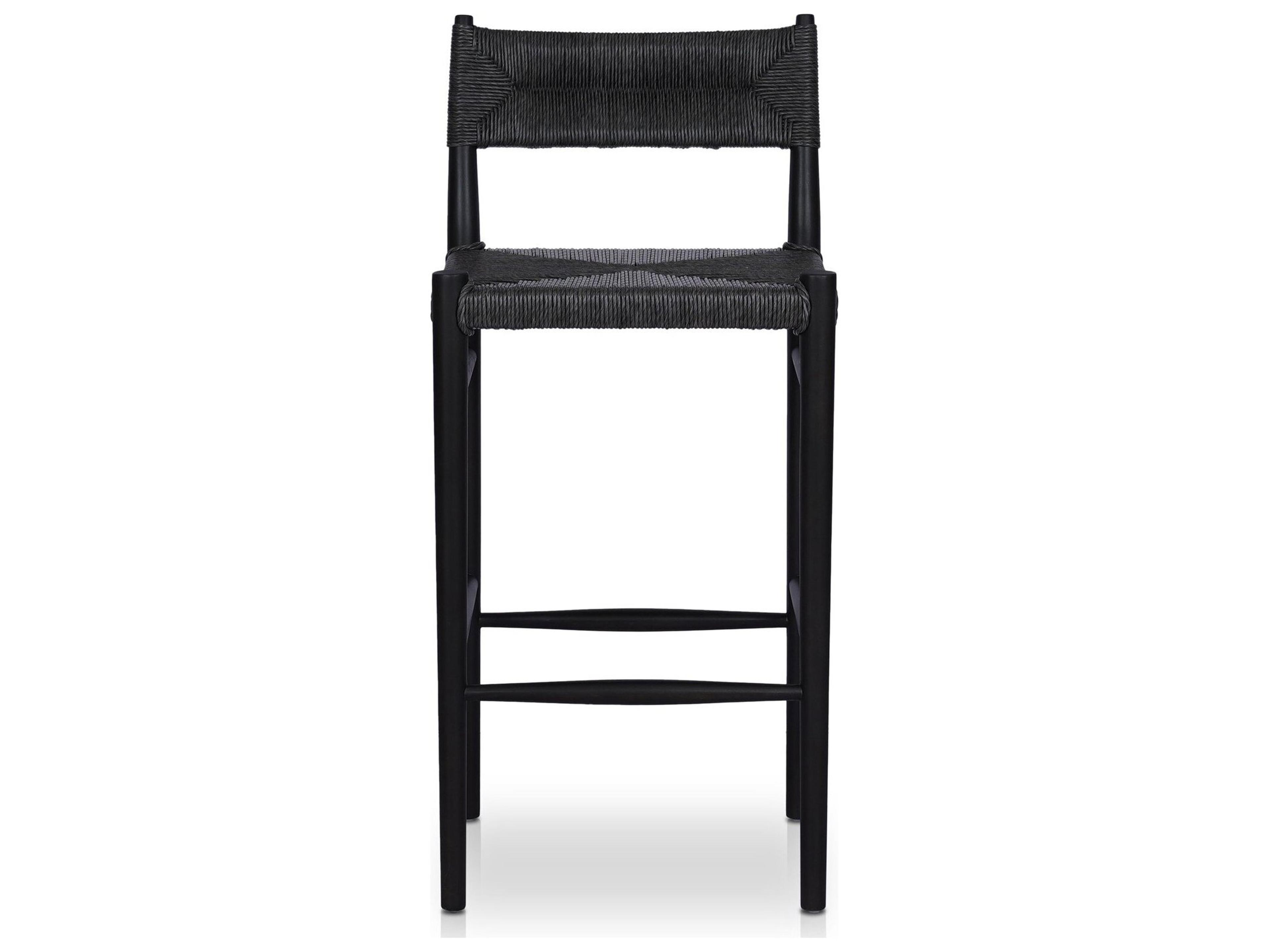Four Hands Outdoor Grass Roots Teak Wicker Bar Stool