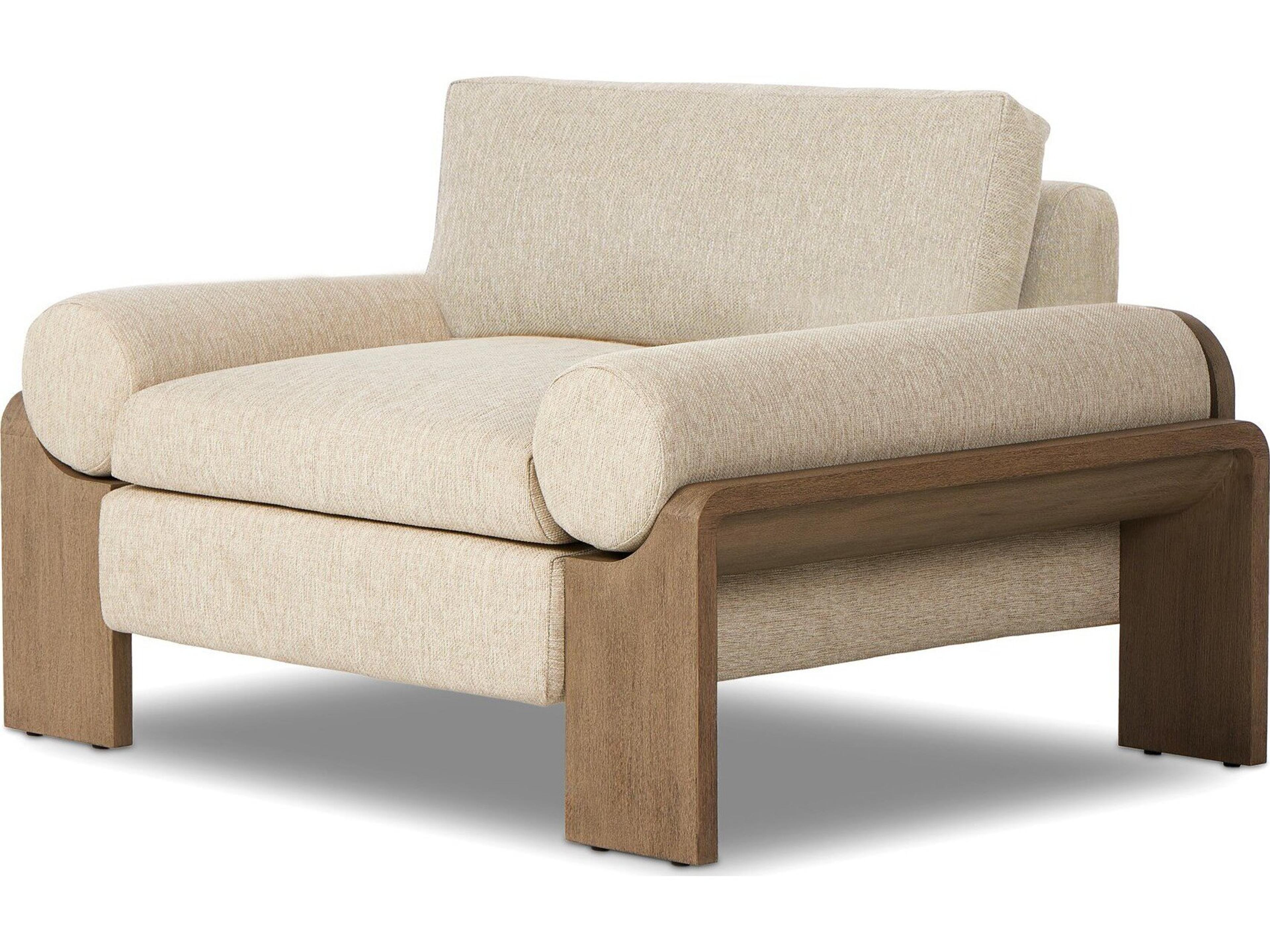 Pembrook Joette Ellor Beige Washed Brown Polypropylene Cushion Lounge Chair
