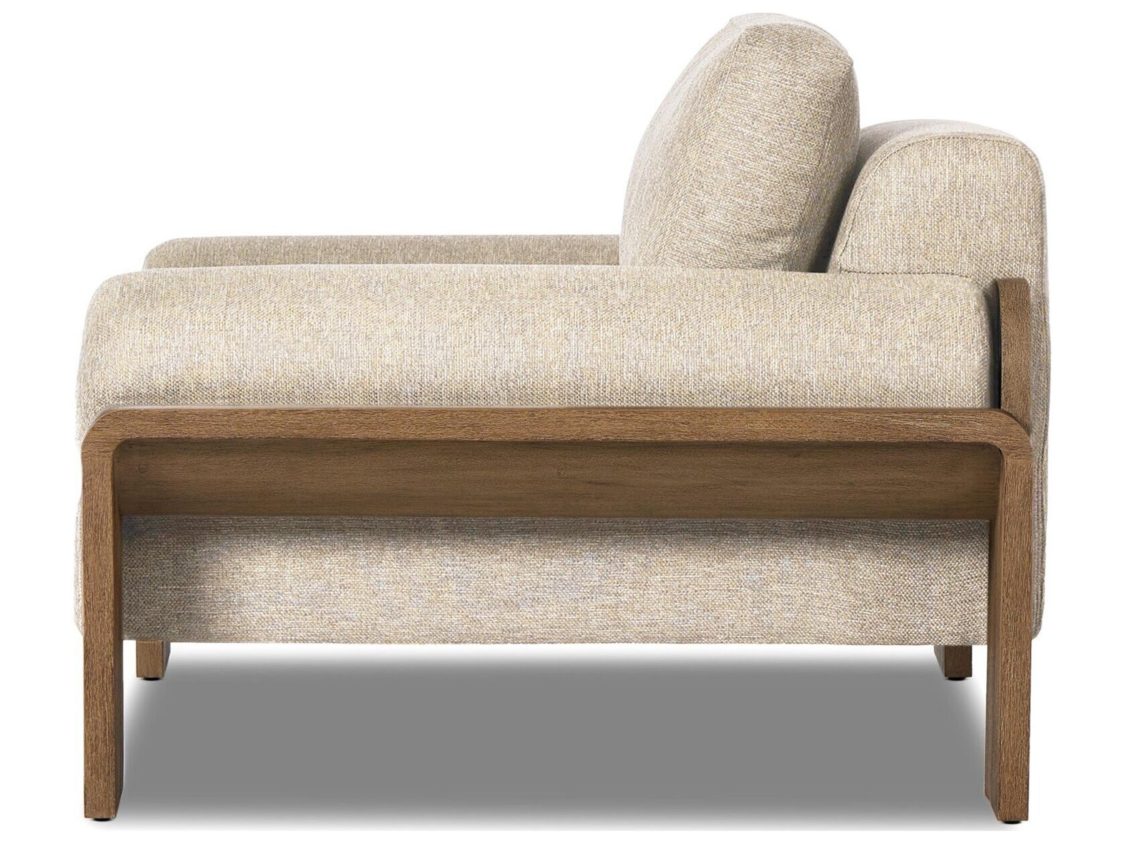Four Hands Outdoor Pembrook Joette Ellor Beige Washed Brown Polypropylene Cushion Lounge Chair