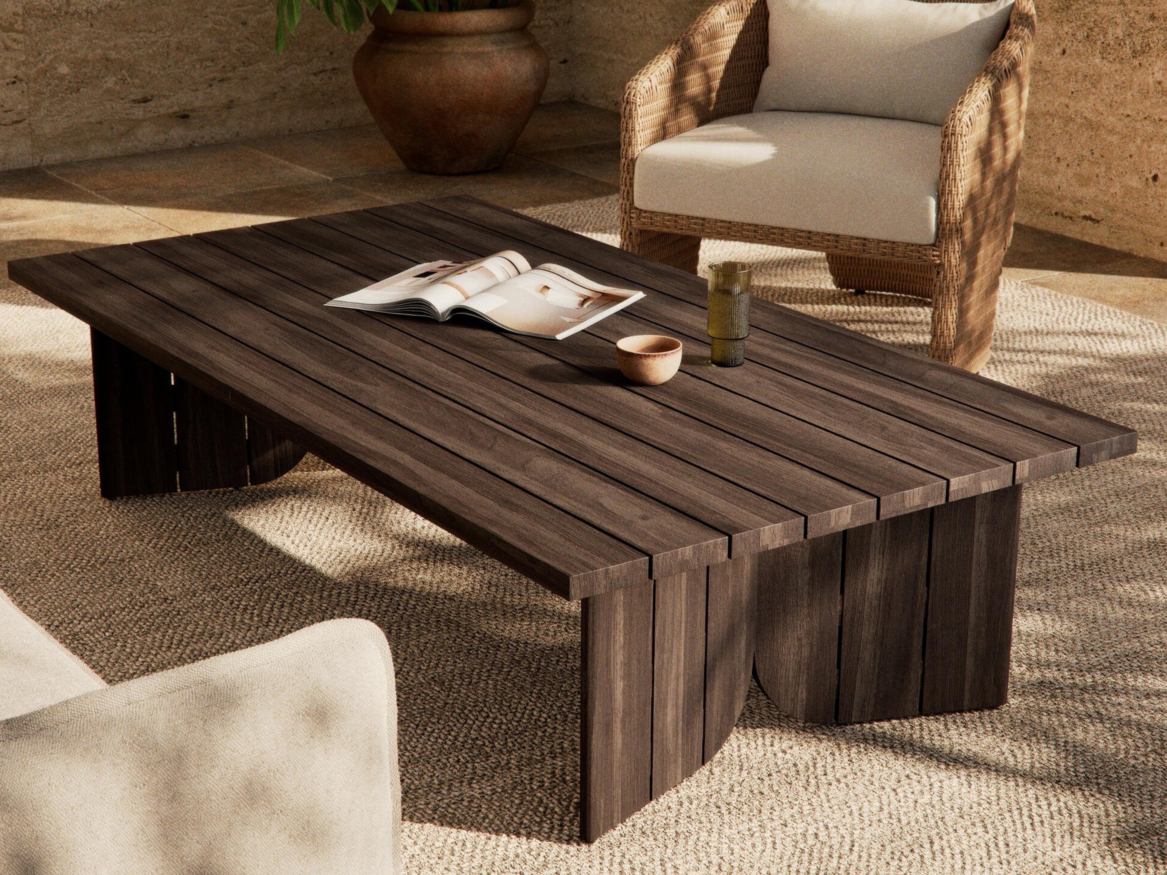 Luxecor Globetrotter Outdoor Joette Stained Saddle Brown Teak Rectangular Coffee Table