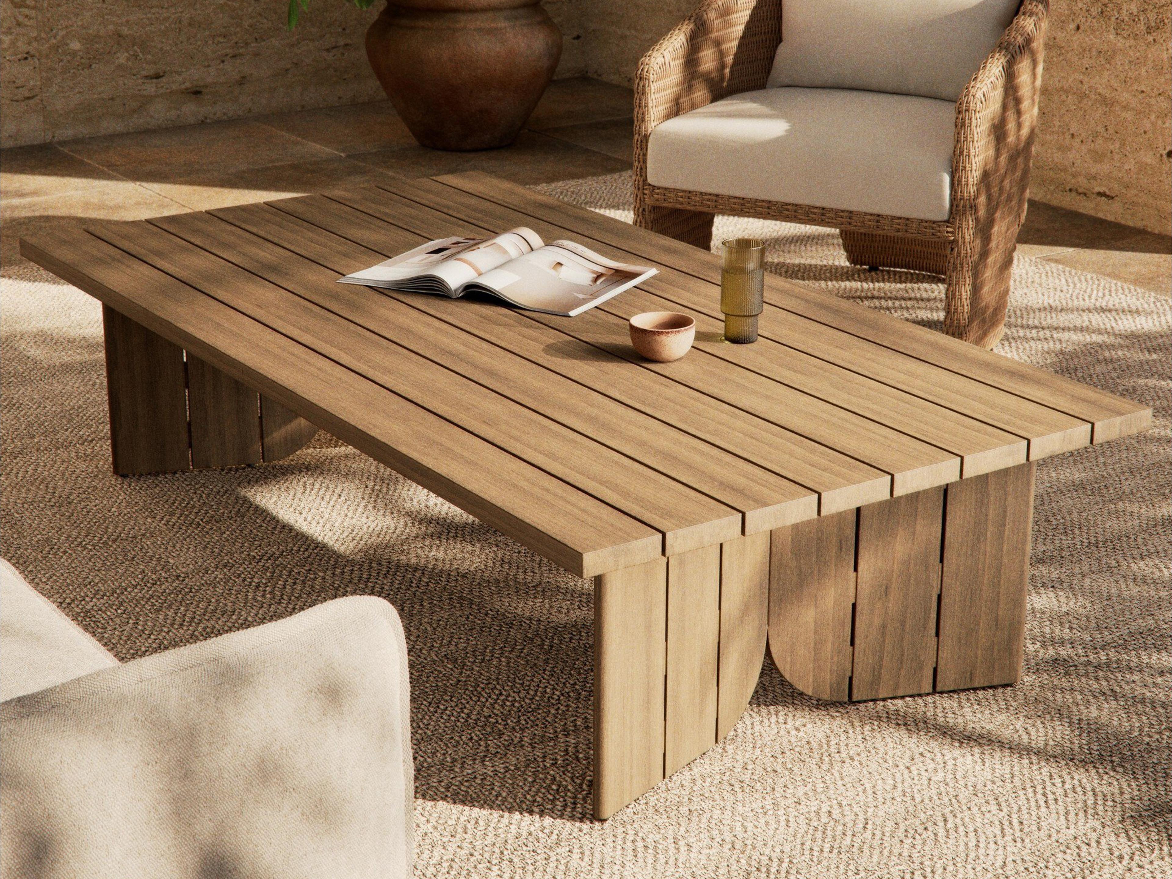 Luxecor Globetrotter Outdoor Joette Washed Brown Teak Rectangular Coffee Table