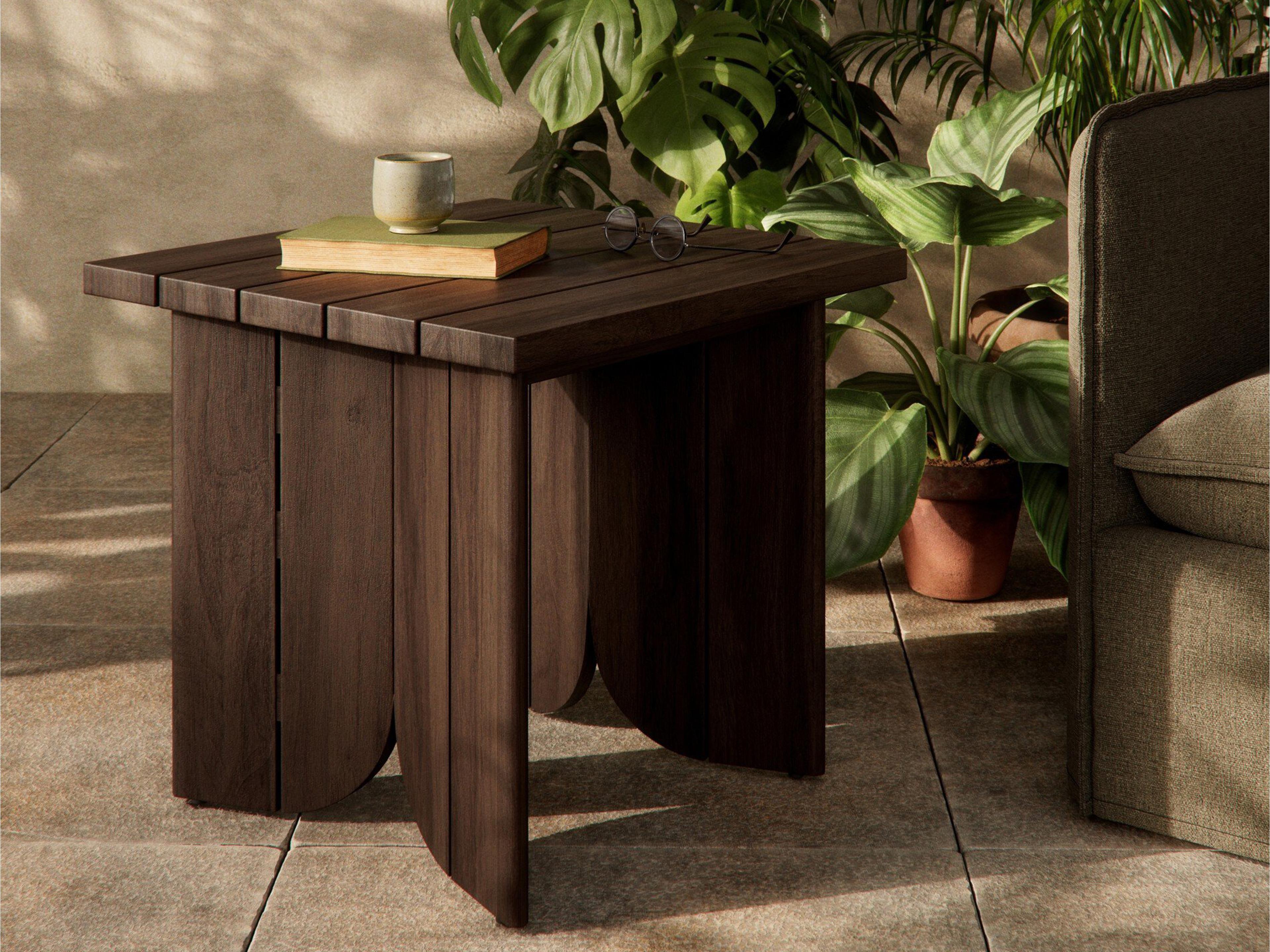 Luxecor Globetrotter Outdoor Joette Stained Saddle Brown Teak Square End Table