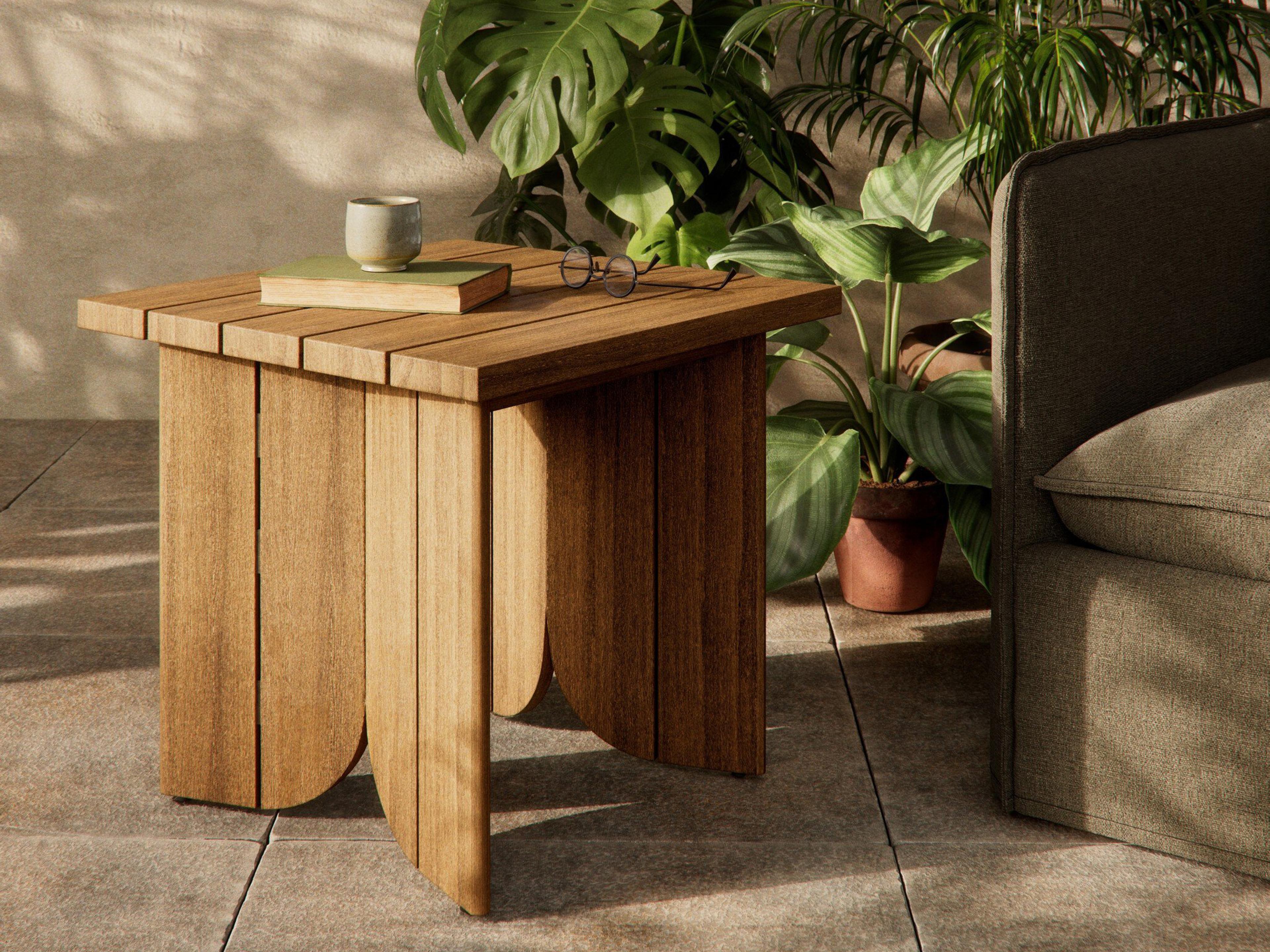 Luxecor Globetrotter Outdoor Joette Washed Brown Teak Square End Table