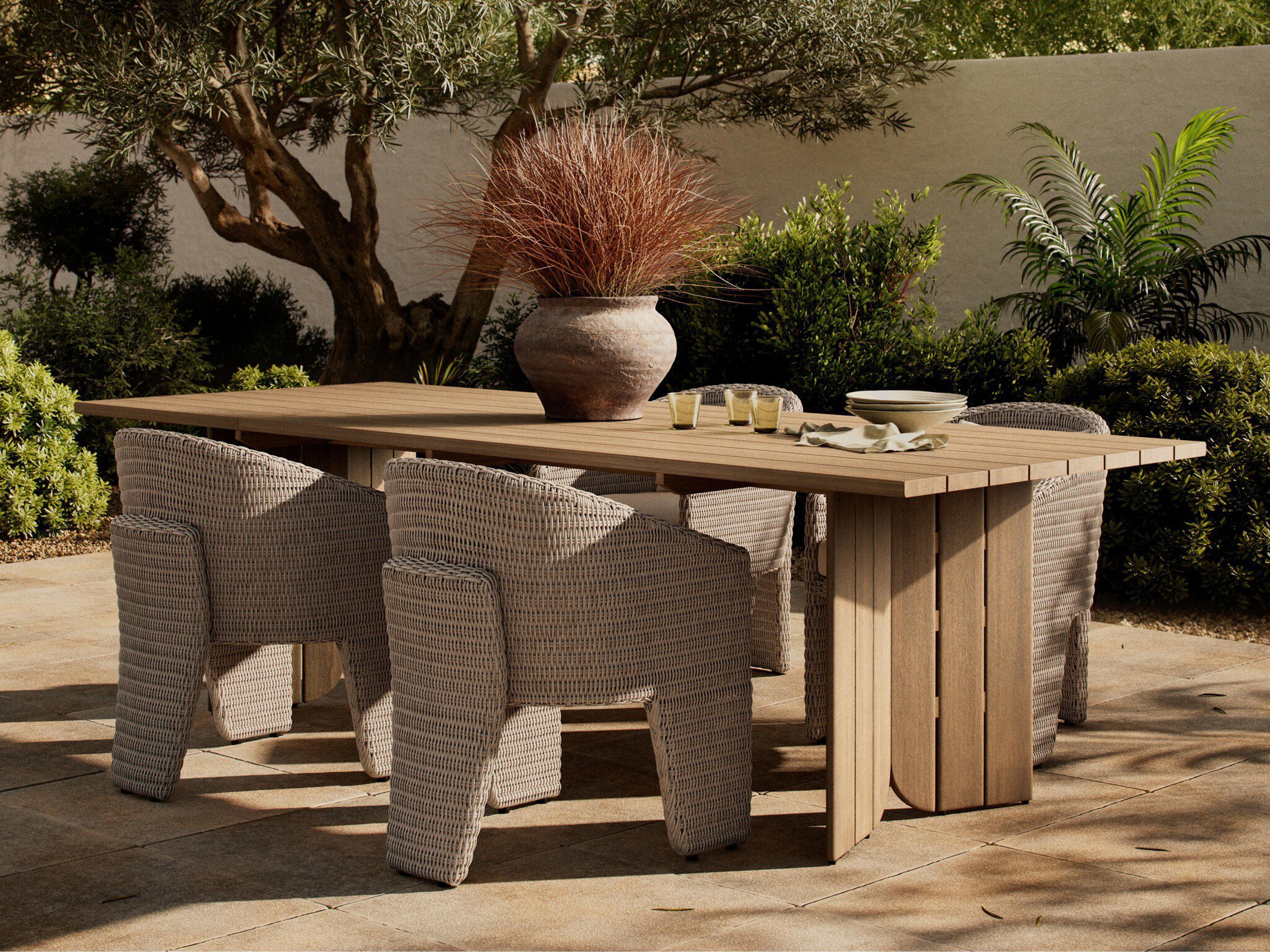 Luxecor Globetrotter Outdoor Joette Washed Brown Teak Rectangular Dining Table