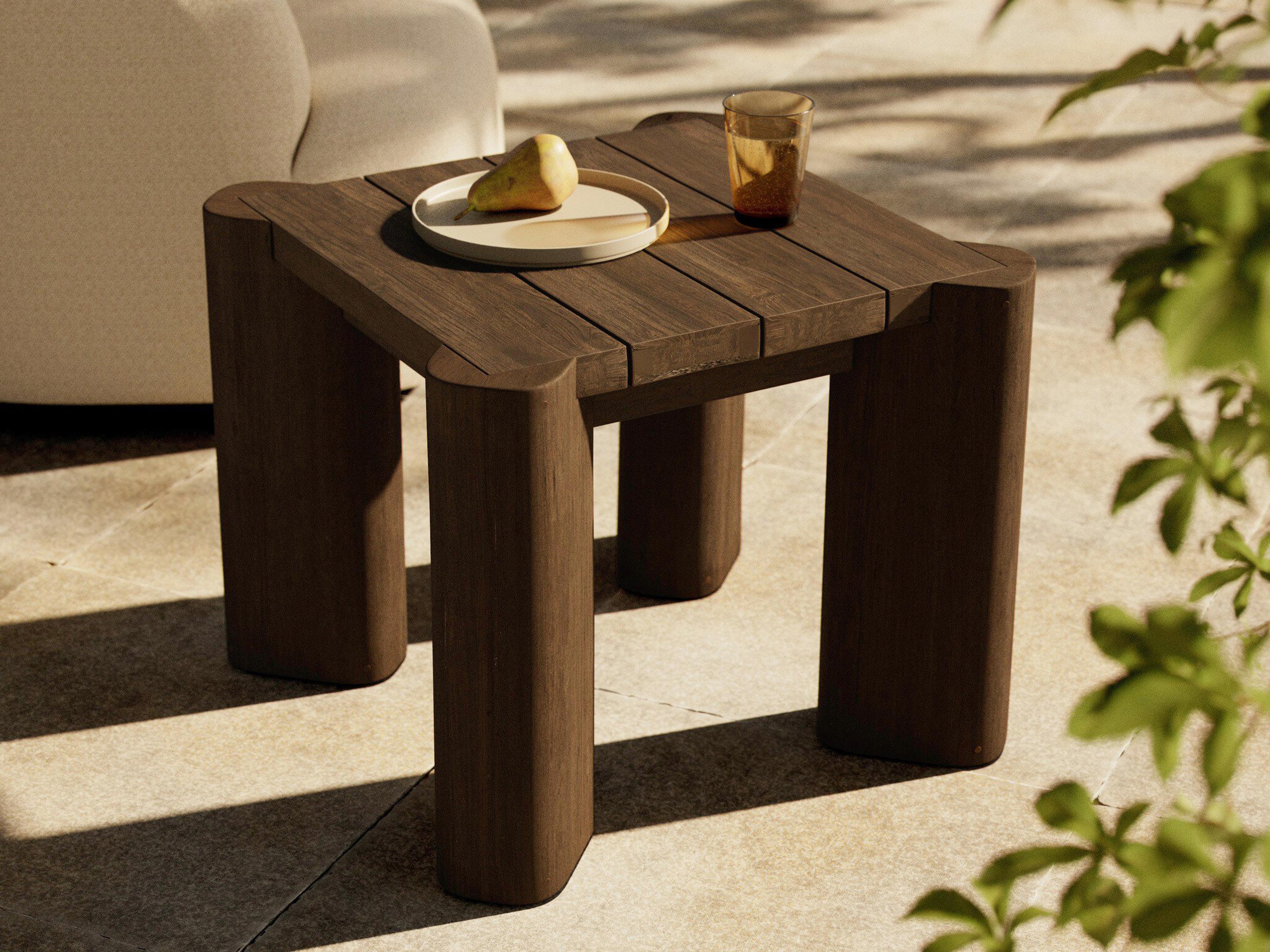 Luxecor Globetrotter Outdoor Soho Stained Heritage Brown Teak Square End Table