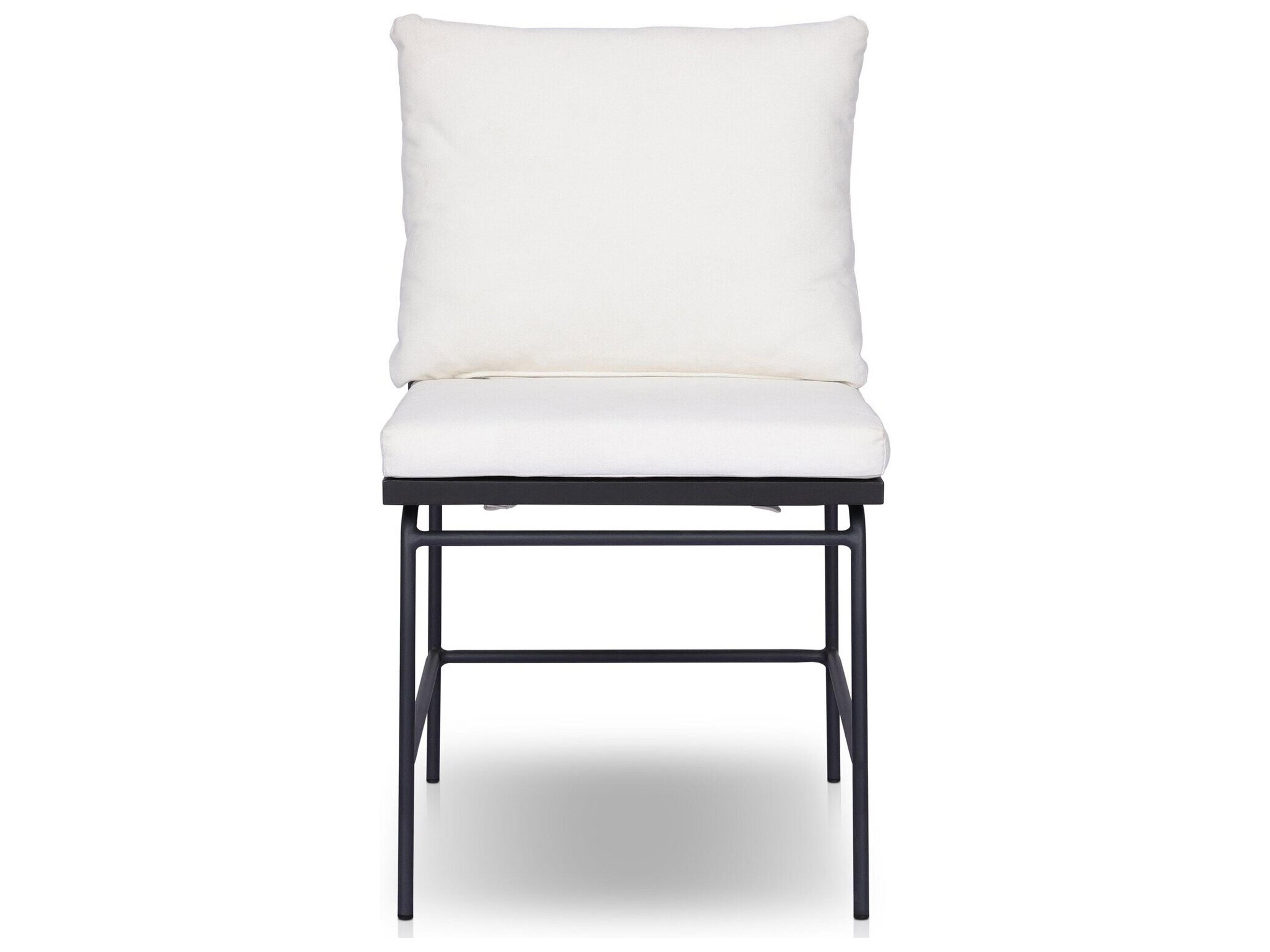 Four Hands Outdoor Grass Roots Crete Arashi Salt Charcoal Iron Black Teak Steel Cushion Dining Chair