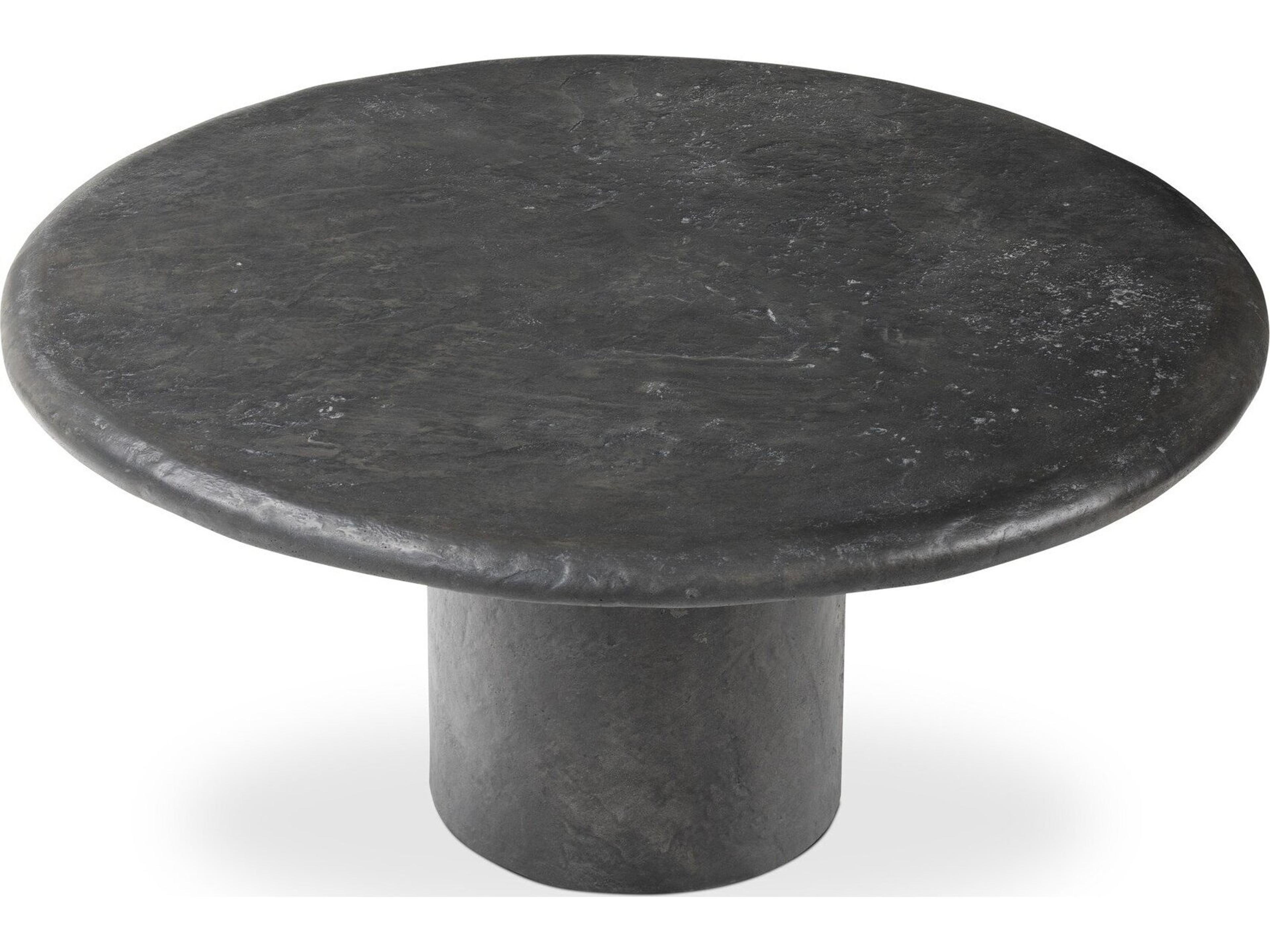 Four Hands Outdoor Chandler Textured Black Concrete Round Coffee Table
