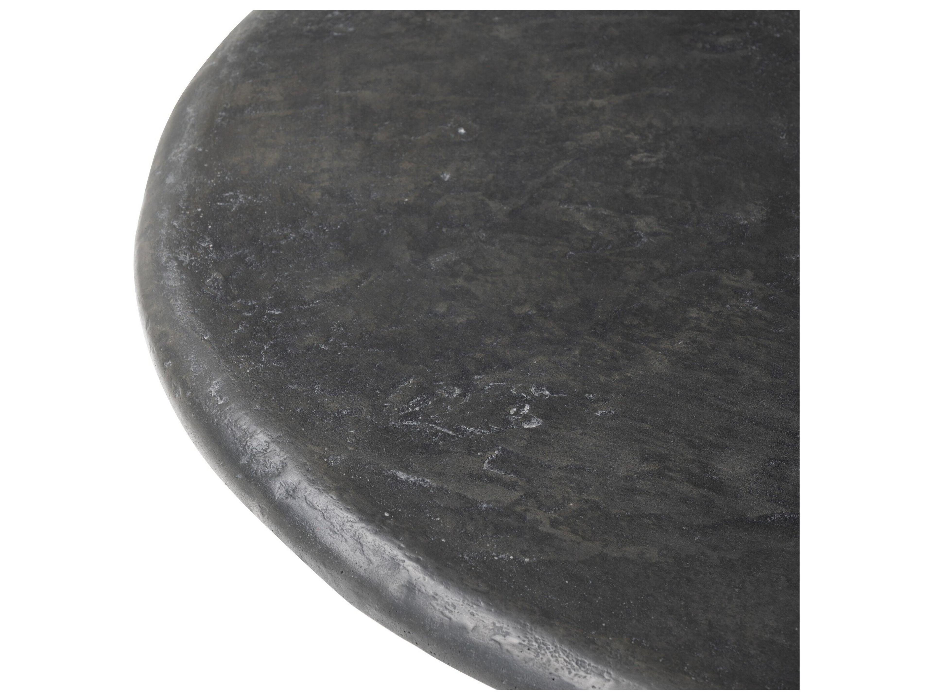 Four Hands Outdoor Chandler Textured Black Concrete Round Coffee Table
