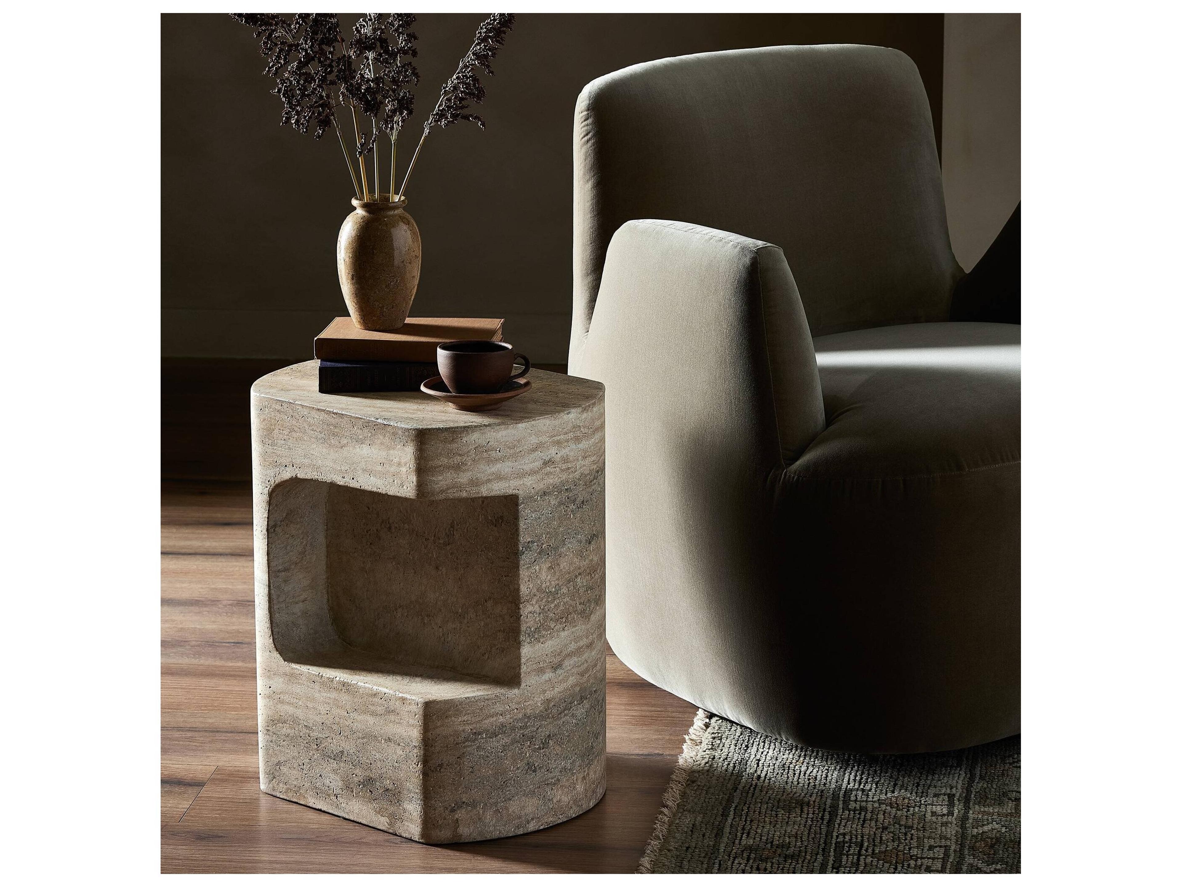 Four Hands Outdoor Chandler Textured Sandy Grey Concrete Square End Table