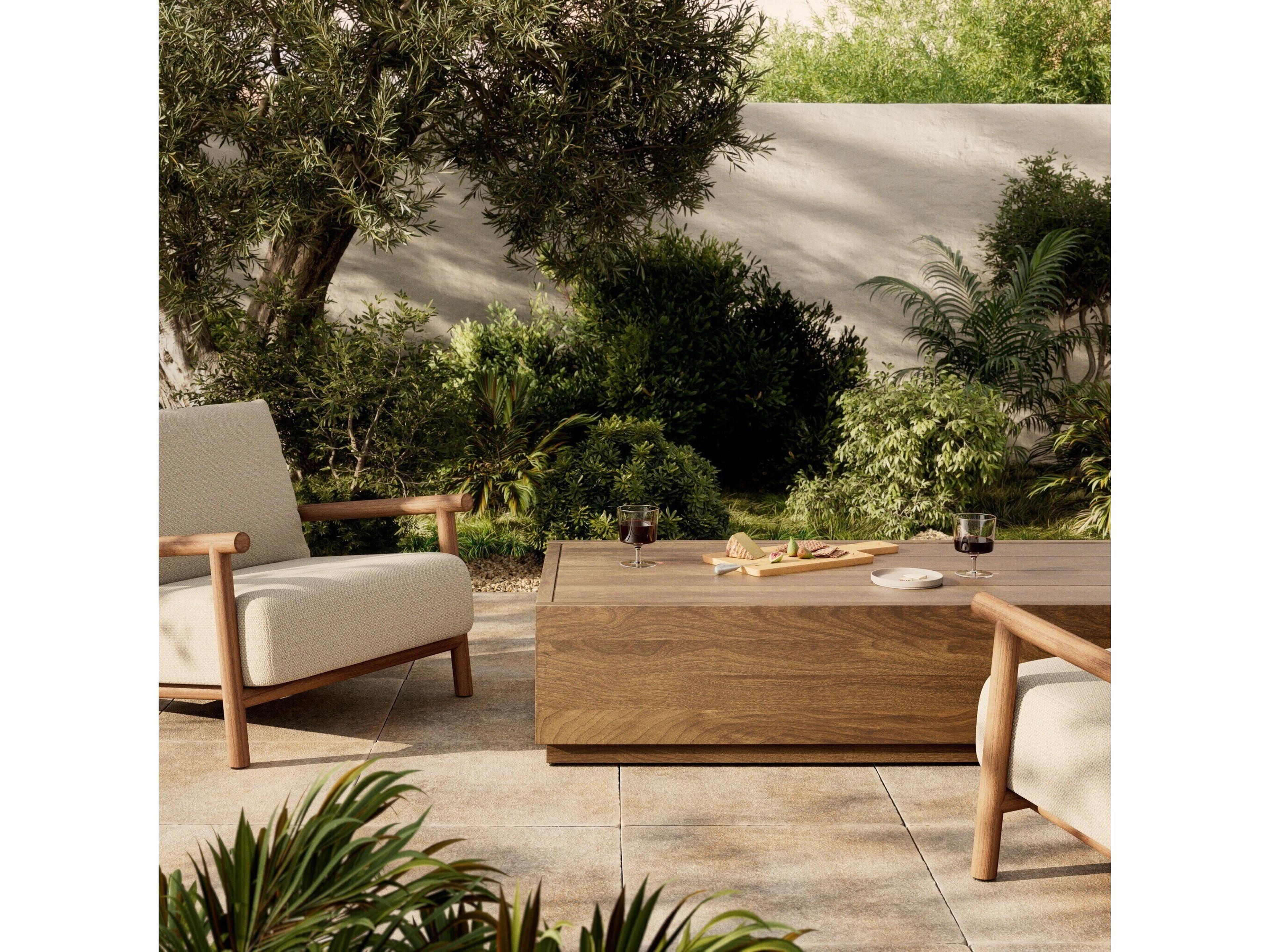 Four Hands Outdoor Duvall Messo Stained Toasted Brown Teak Rectangular Coffee Table