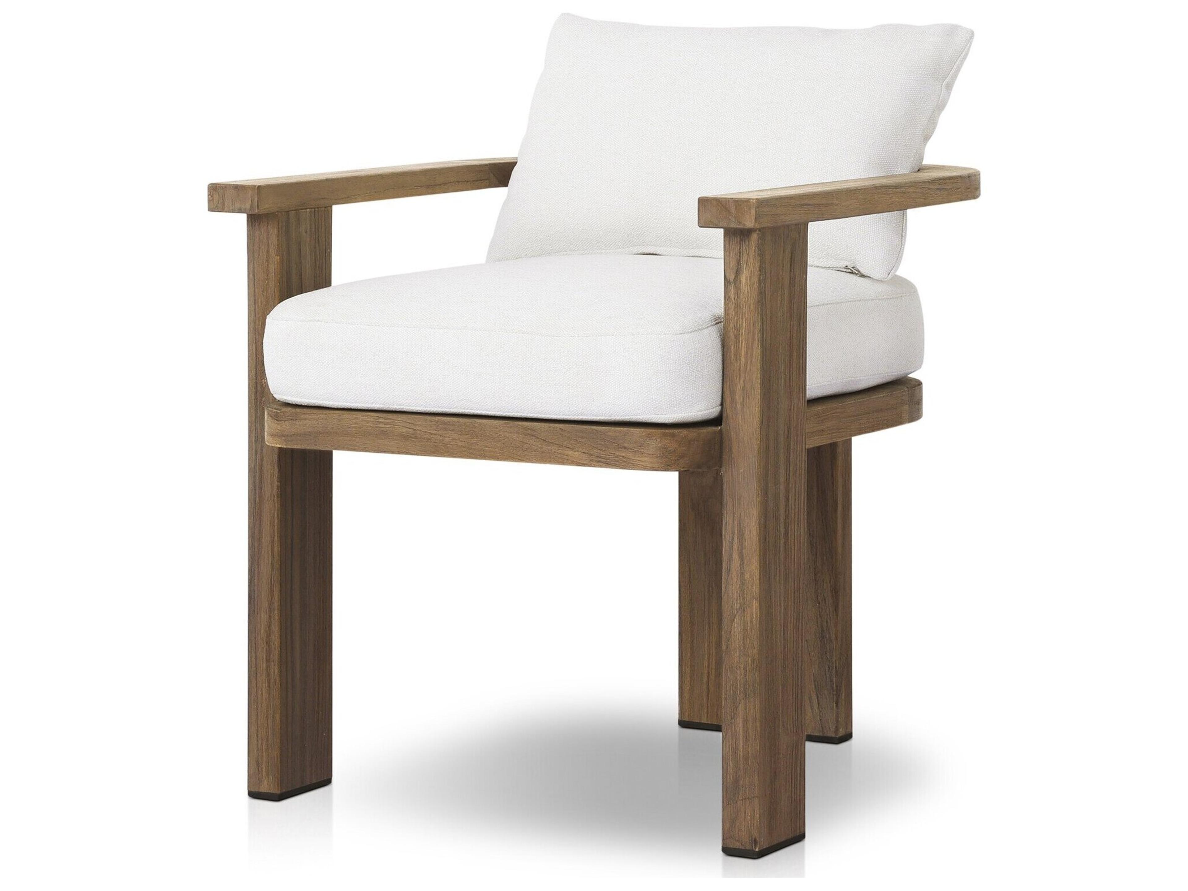 Globetrotter Outdoor Tahana Alessi Linen Stained Toasted Brown Teak Cushion Dining Chair