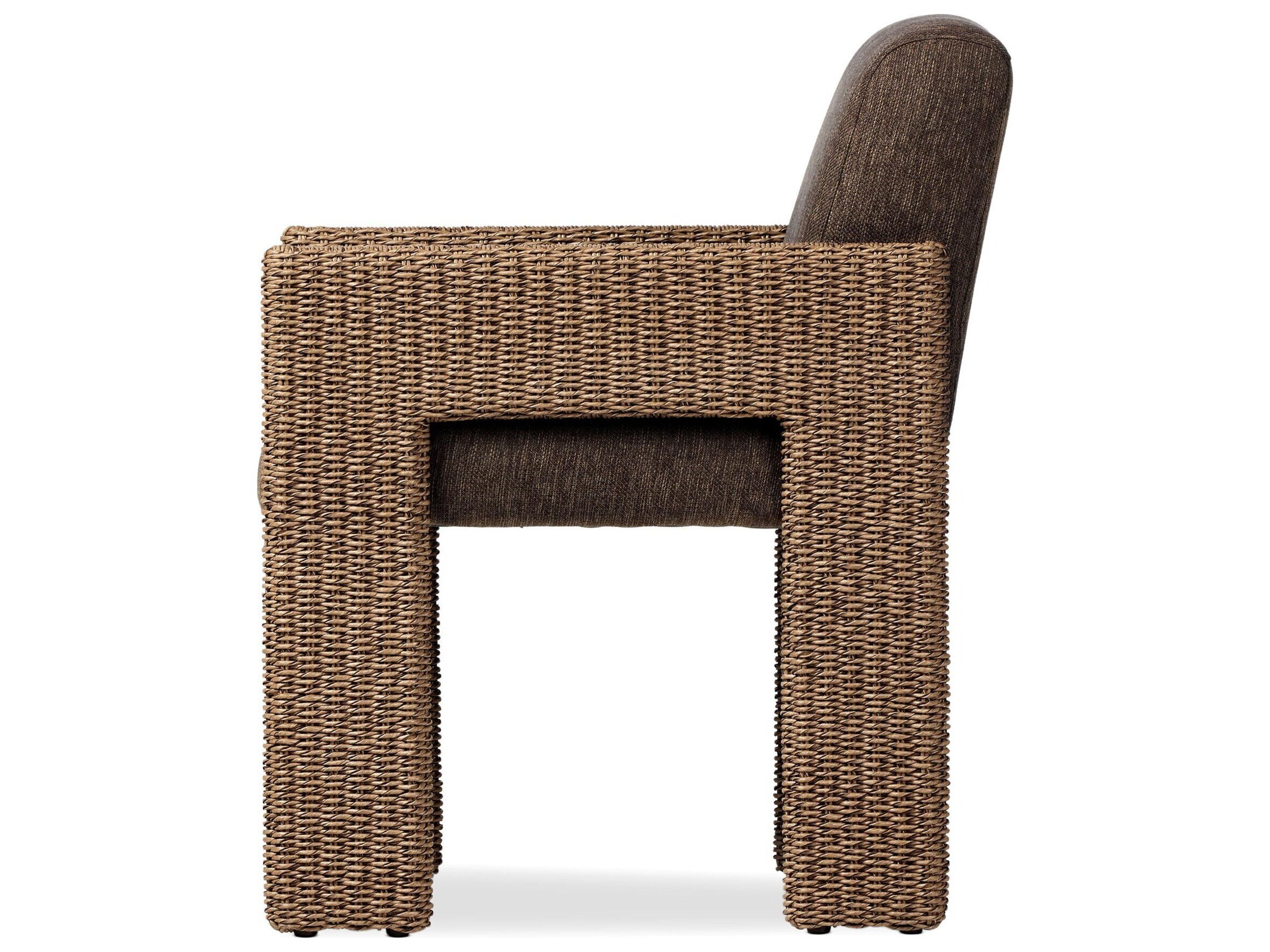 Four Hands Outdoor Garwood Amur Ellor Brown Faux Dark Hyacinth Polypropylene Cushion Dining Chair