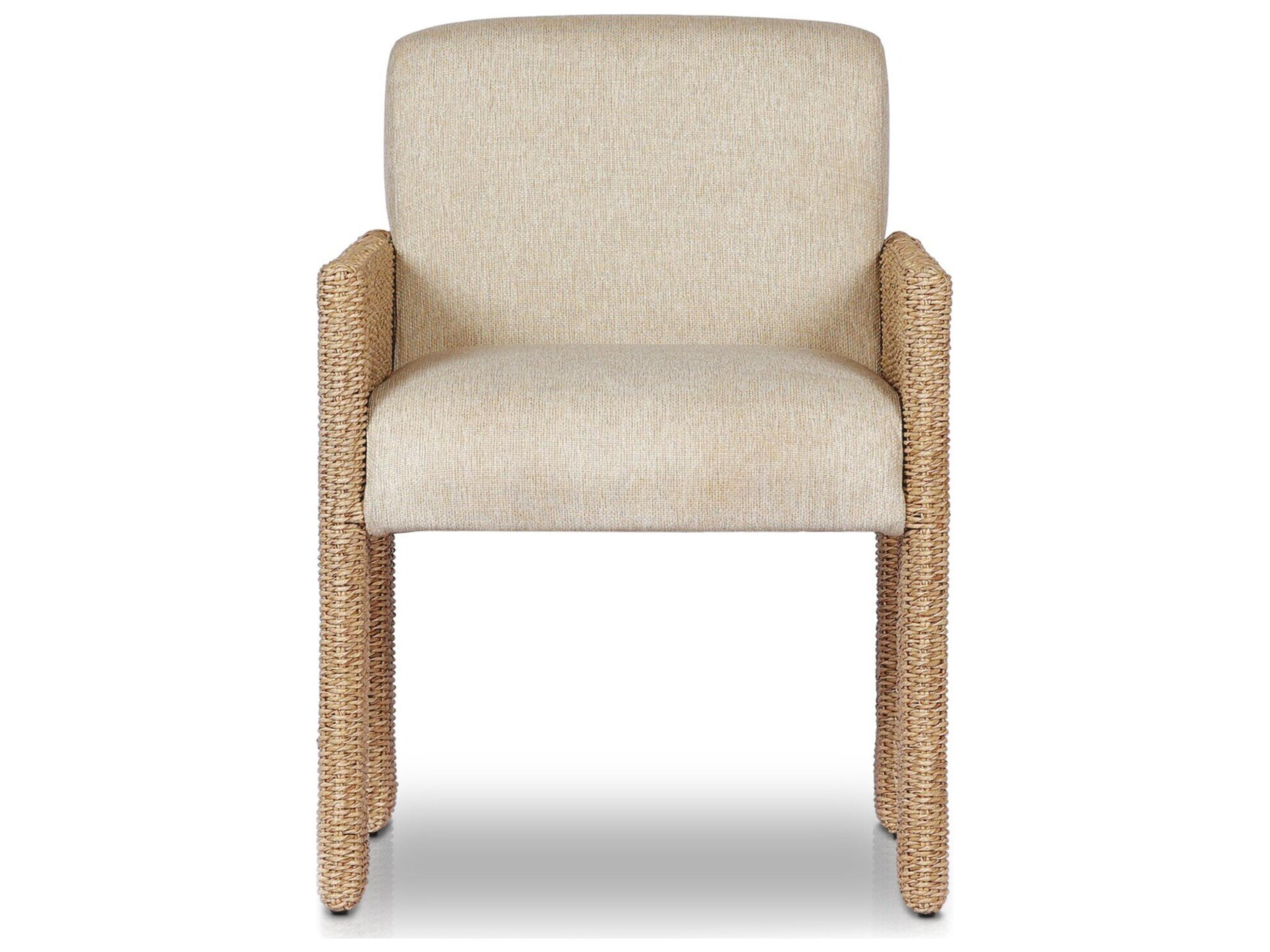 Four Hands Outdoor Garwood Amur Ellor Beige Faux Hyacinth Polypropylene Cushion Dining Chair