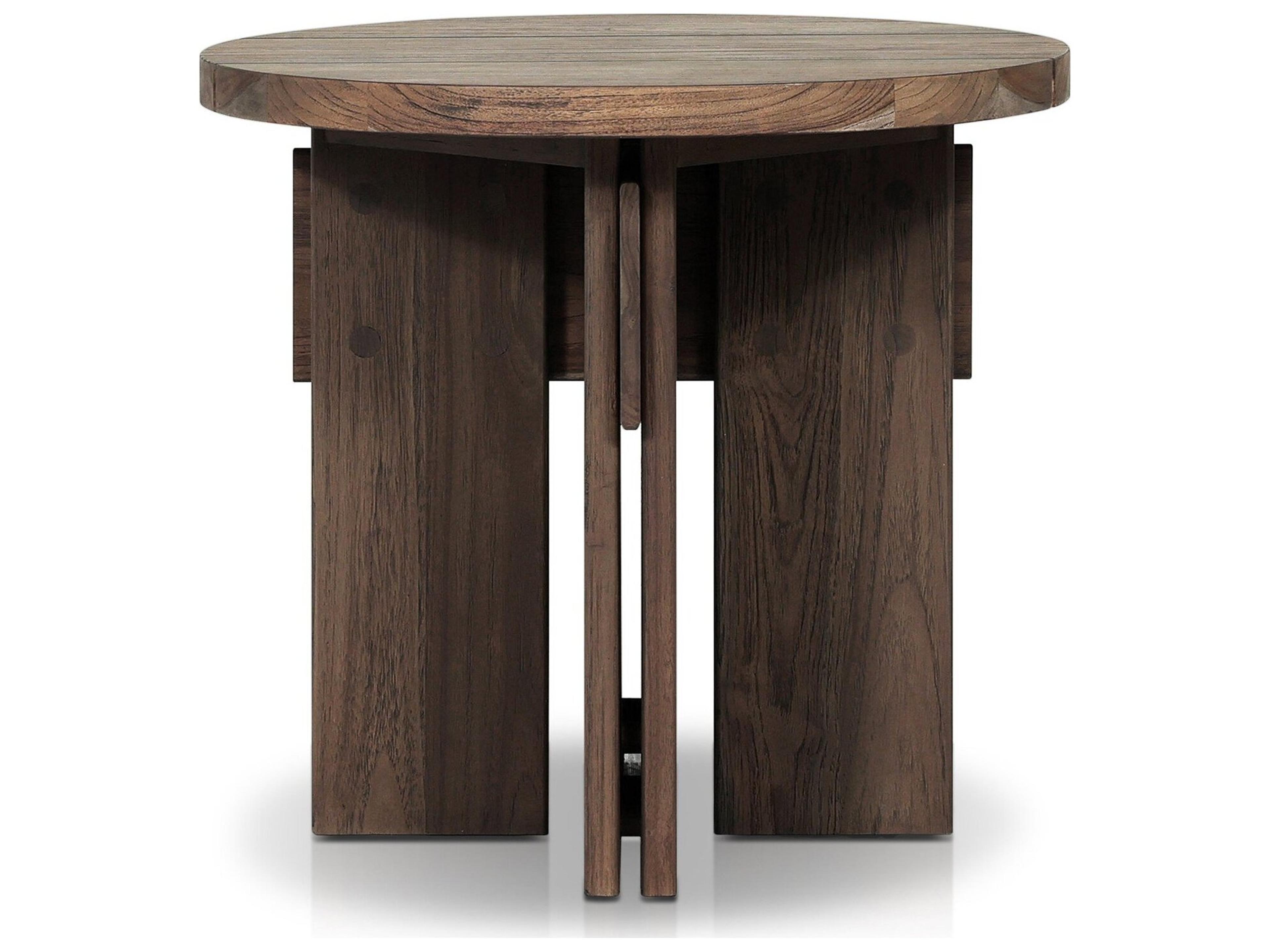 Four Hands Outdoor Duvall Railay Round  Dining Table-60" - Stained Toasted Brown-Fsc