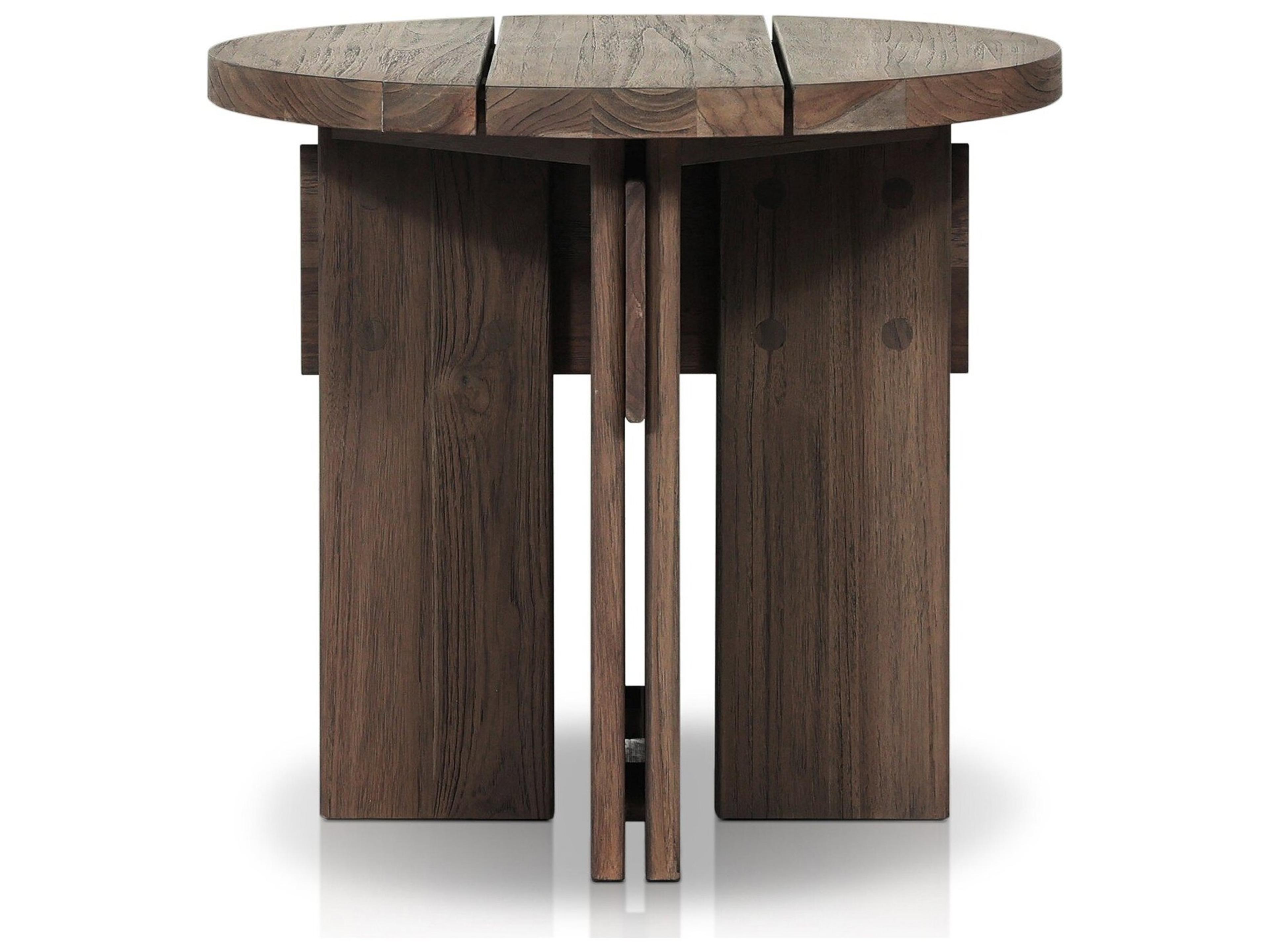Four Hands Outdoor Duvall Railay Round  Dining Table-60" - Stained Toasted Brown-Fsc