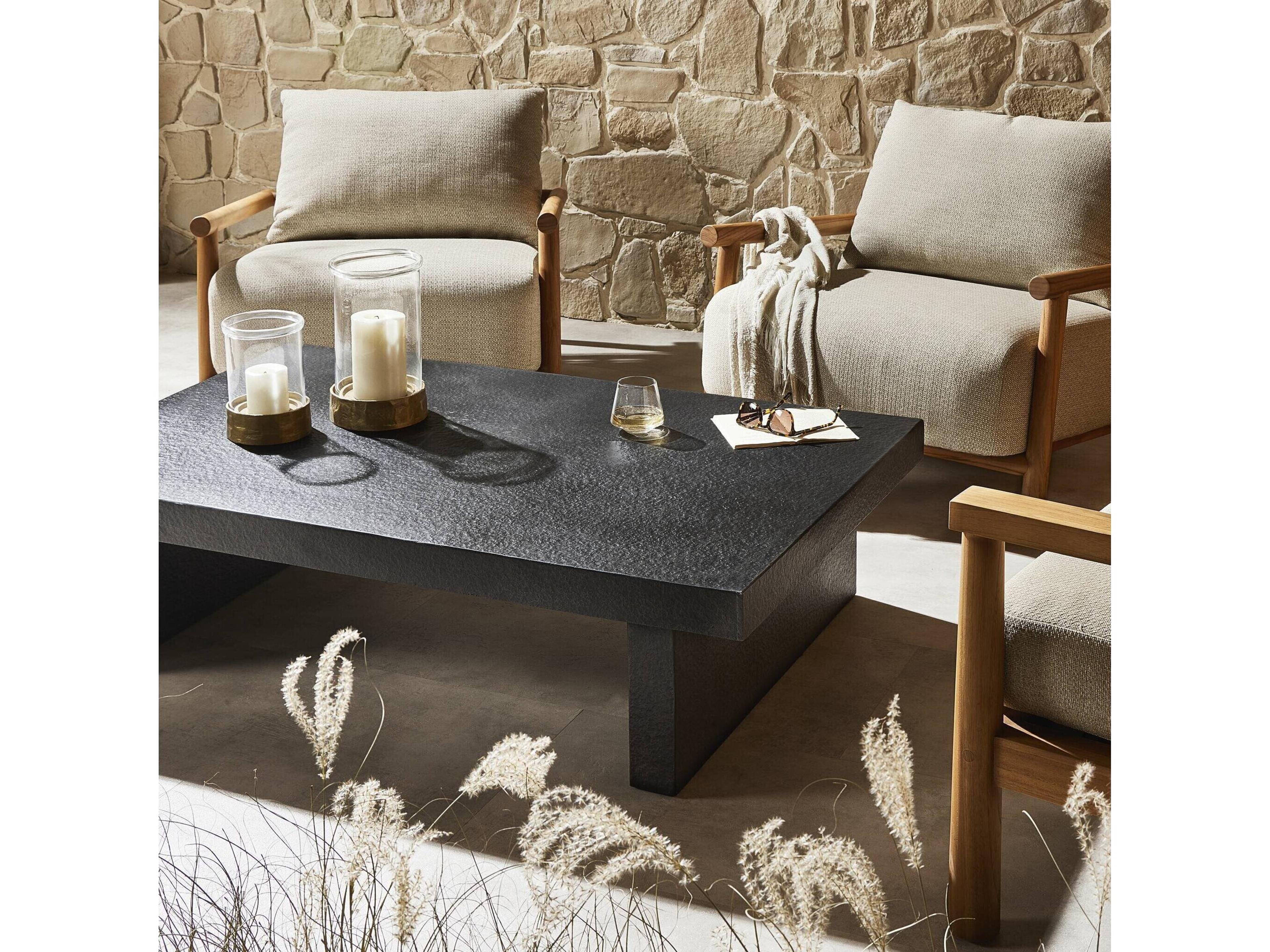 Luxecor Globetrotter Outdoor Huesca Distressed Graphite Concrete Rectangular Coffee Table