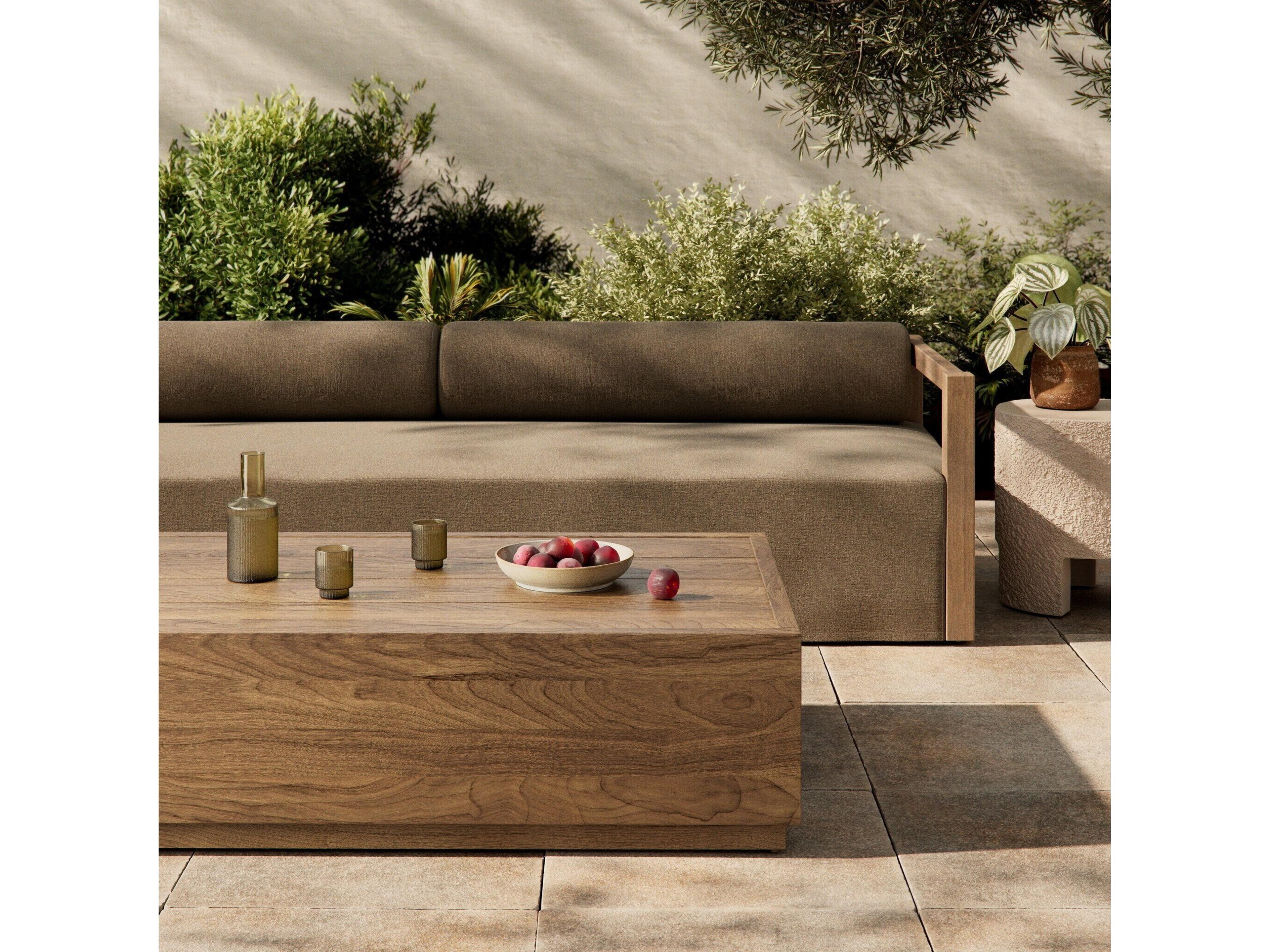 Four Hands Outdoor Duvall Messo Stained Toasted Brown Teak Rectangular Coffee Table