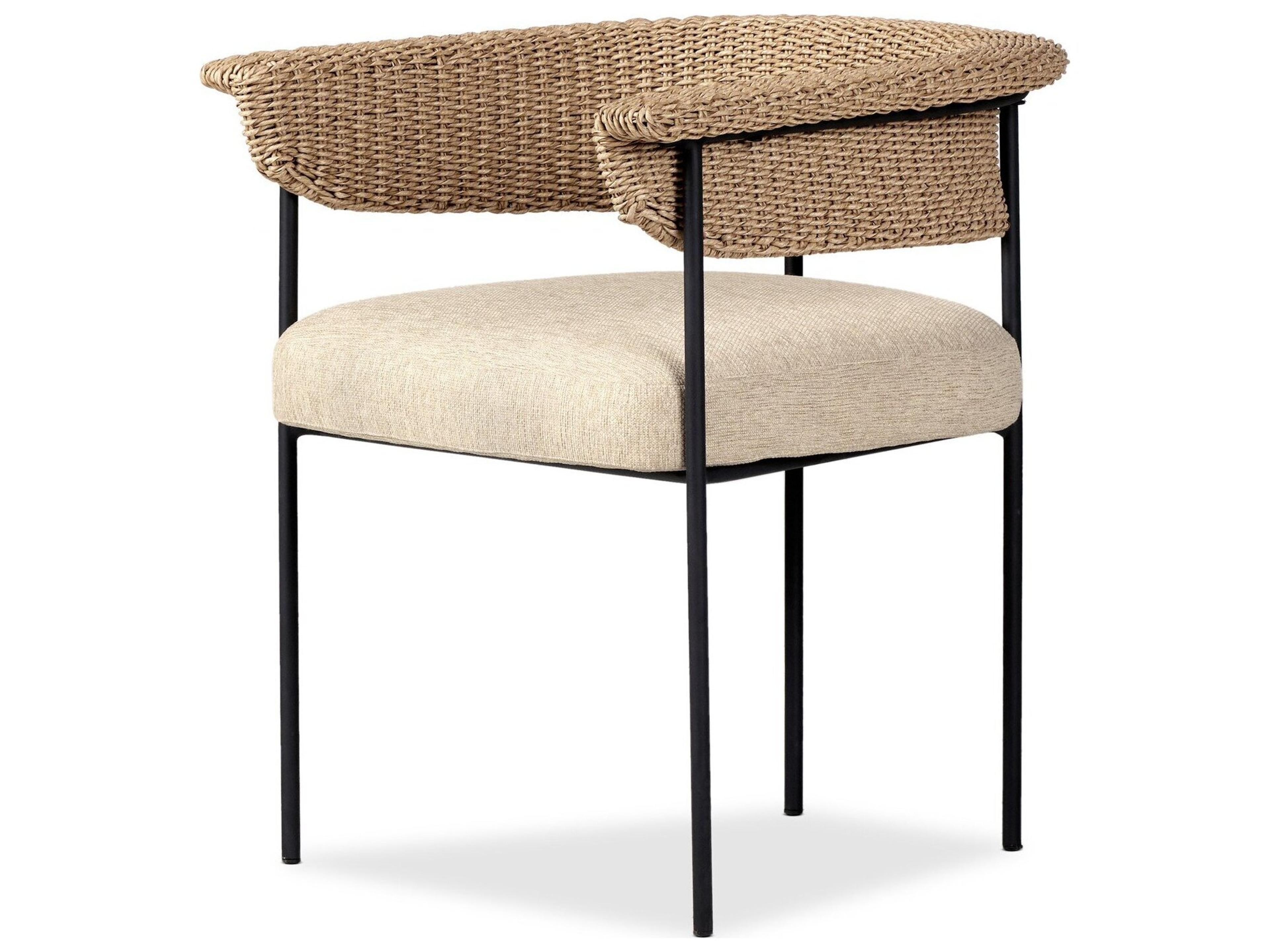 Grass Roots Carrie Ellor Beige Charcoal Iron Faux Hyacinth Polypropylene Cushion Dining Chair