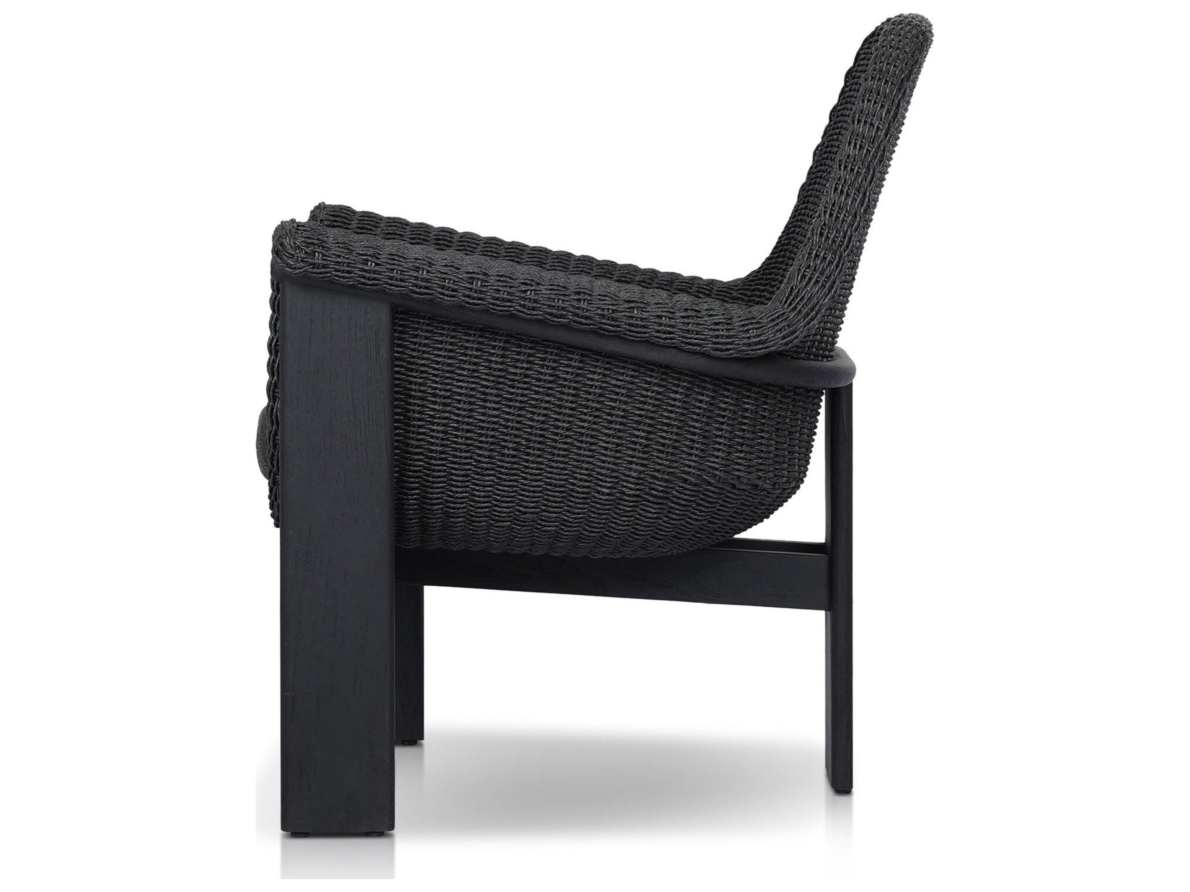 Four Hands Outdoor Garwood Santoro Teak Wicker Lounge Chair in Ellor Black