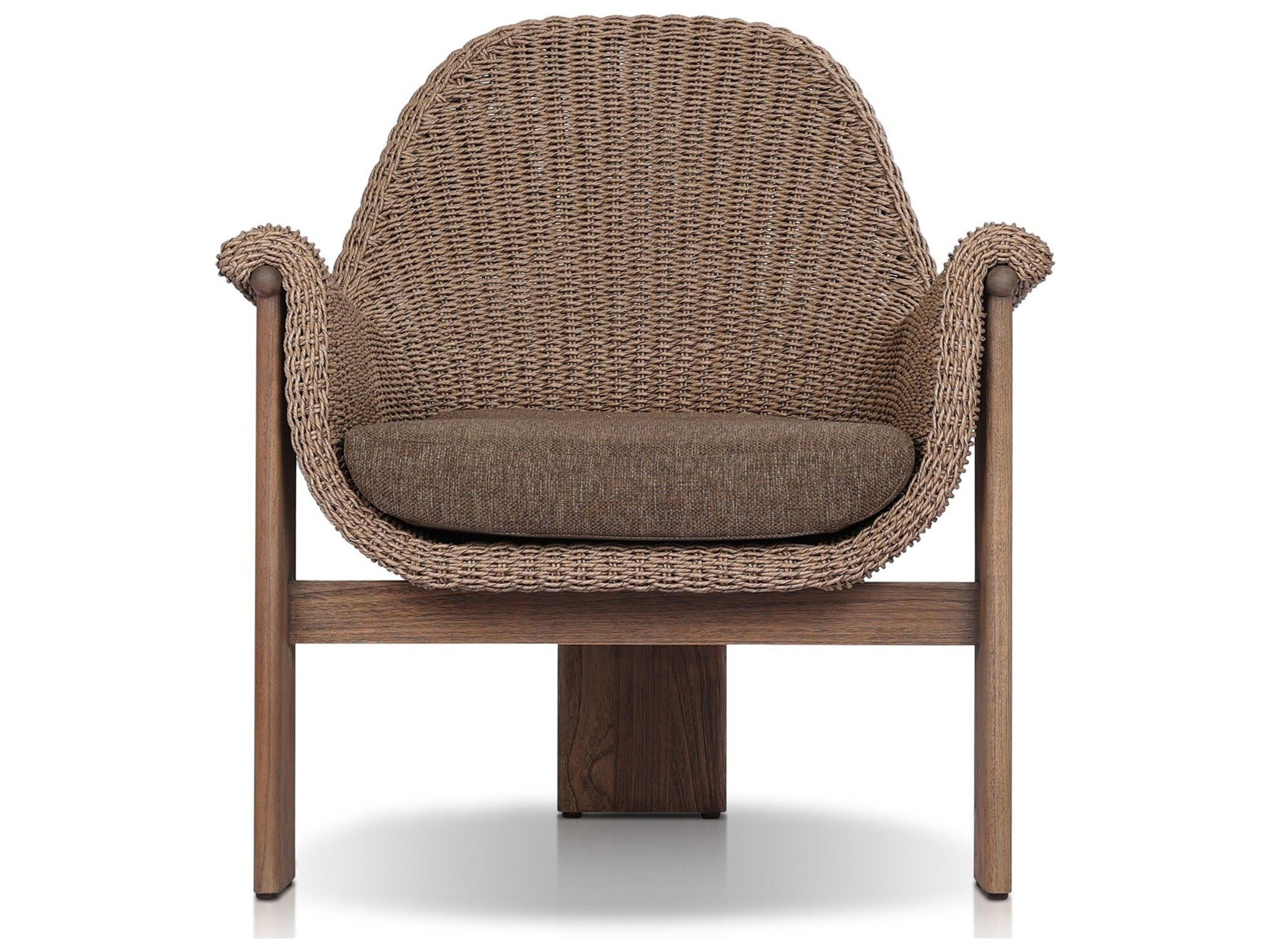 Four Hands Outdoor Garwood Santoro Teak Wicker Lounge Chair in Ellor Brown