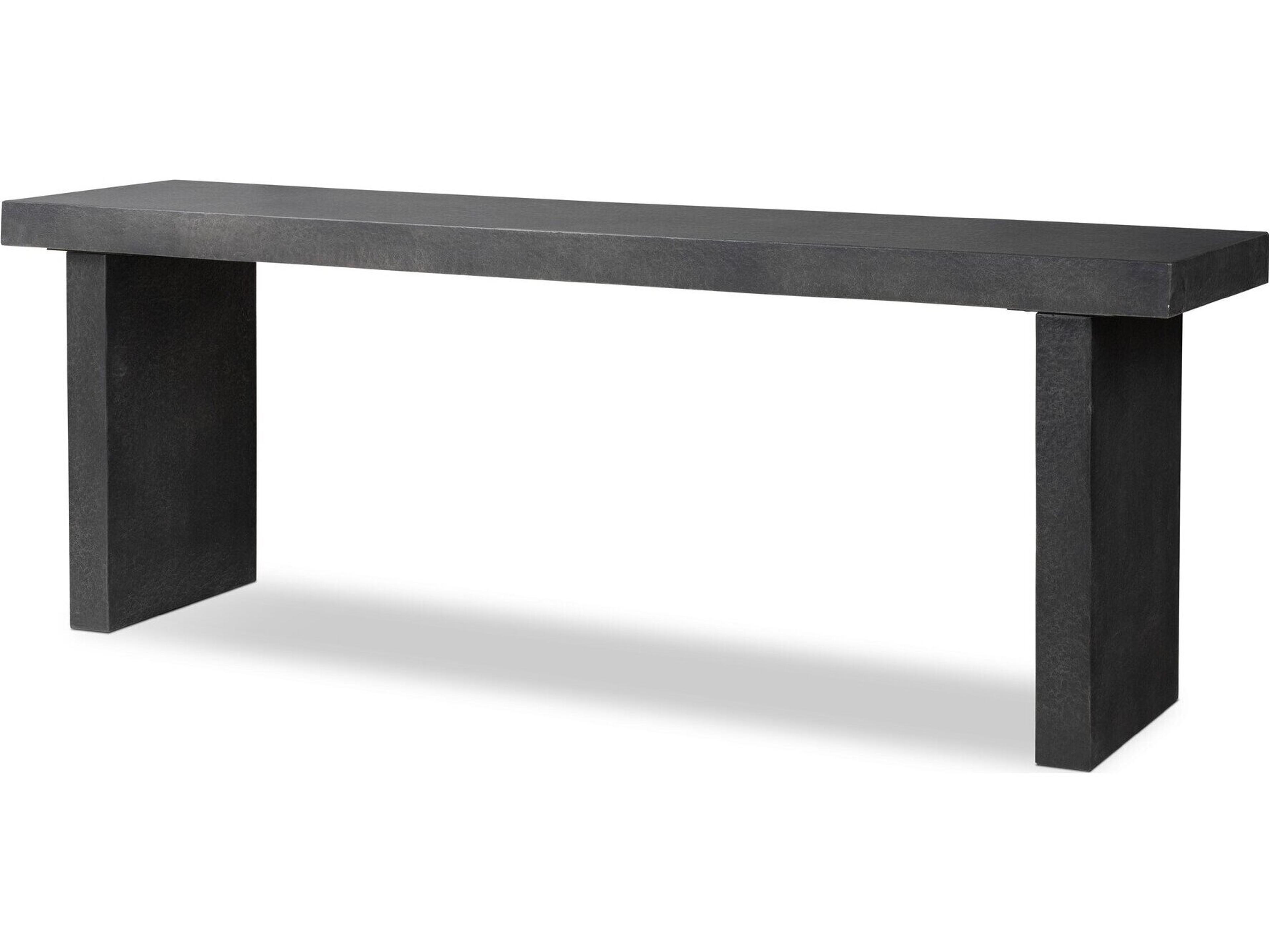 Chandler Huesca Distressed Graphite Concrete Rectangular Console Table