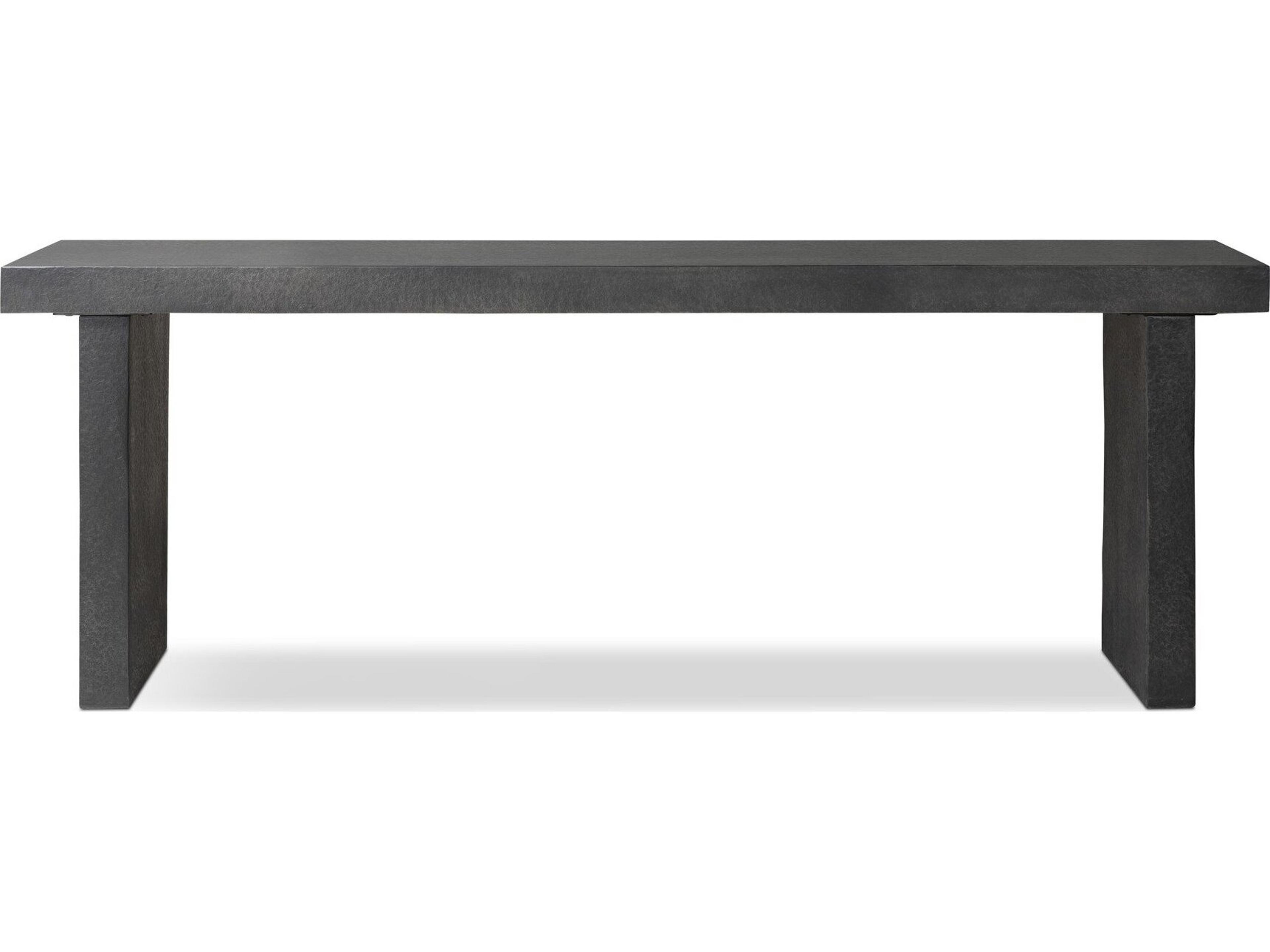 Four Hands Outdoor Chandler Huesca Distressed Graphite Concrete Rectangular Console Table