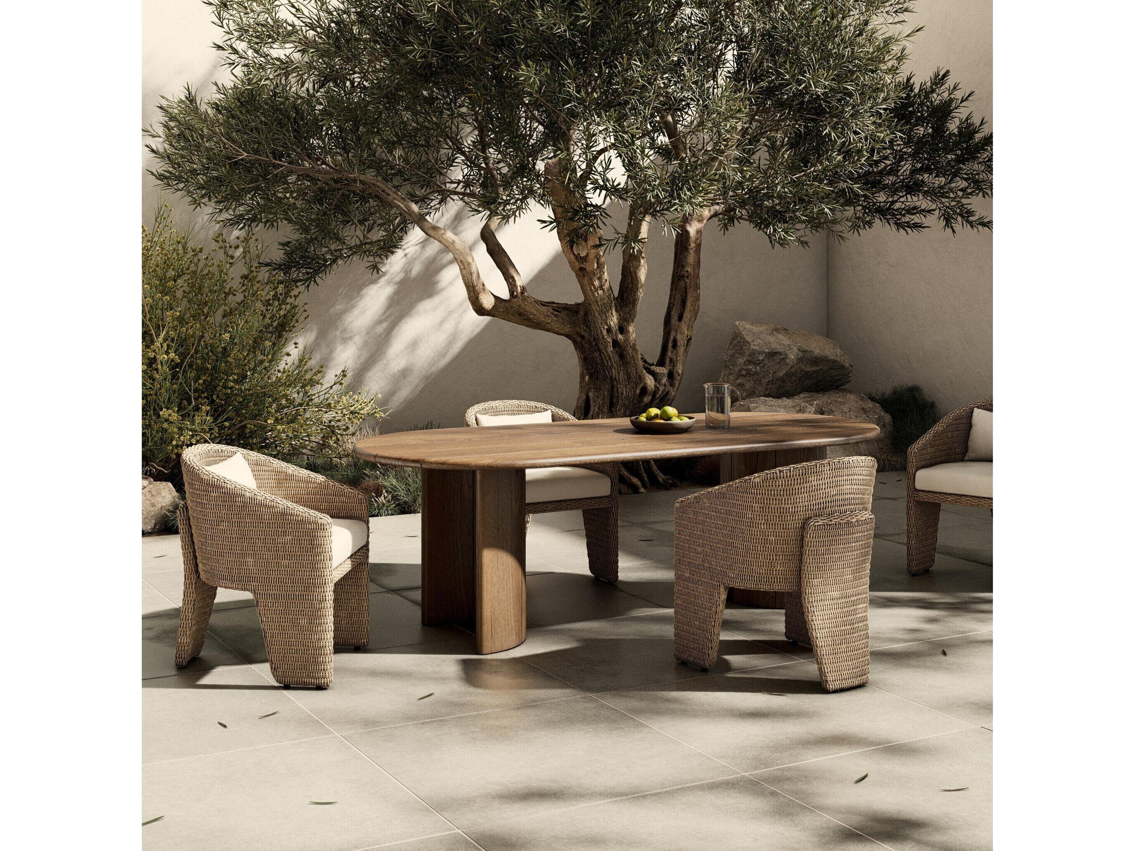 Four Hands Outdoor Duvall Paden Teak 94" x 42" Oval Dining Table