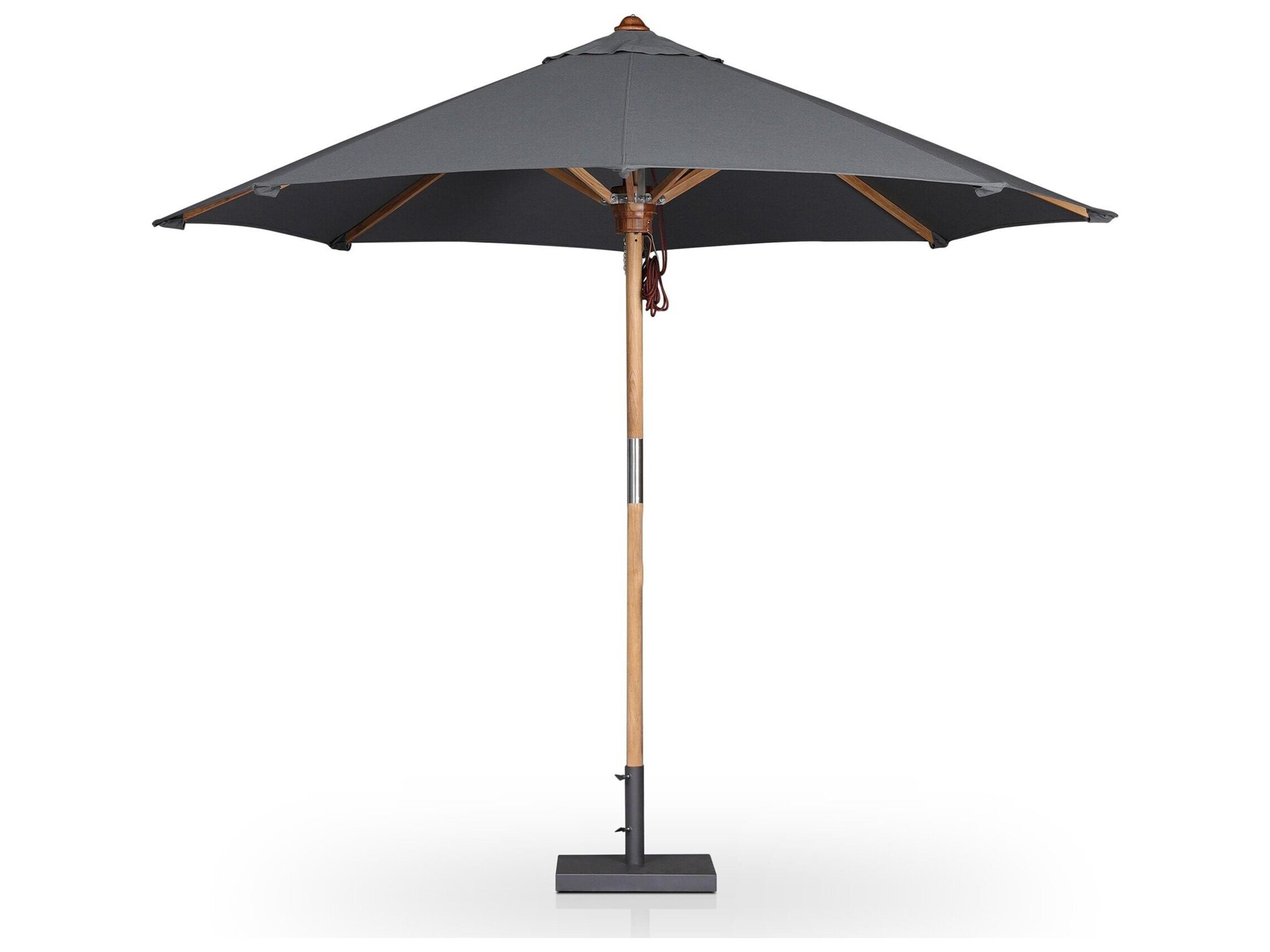 Luxecor Globetrotter Outdoor Baska Arashi Graphite Fine Sanded Teak Umbrella