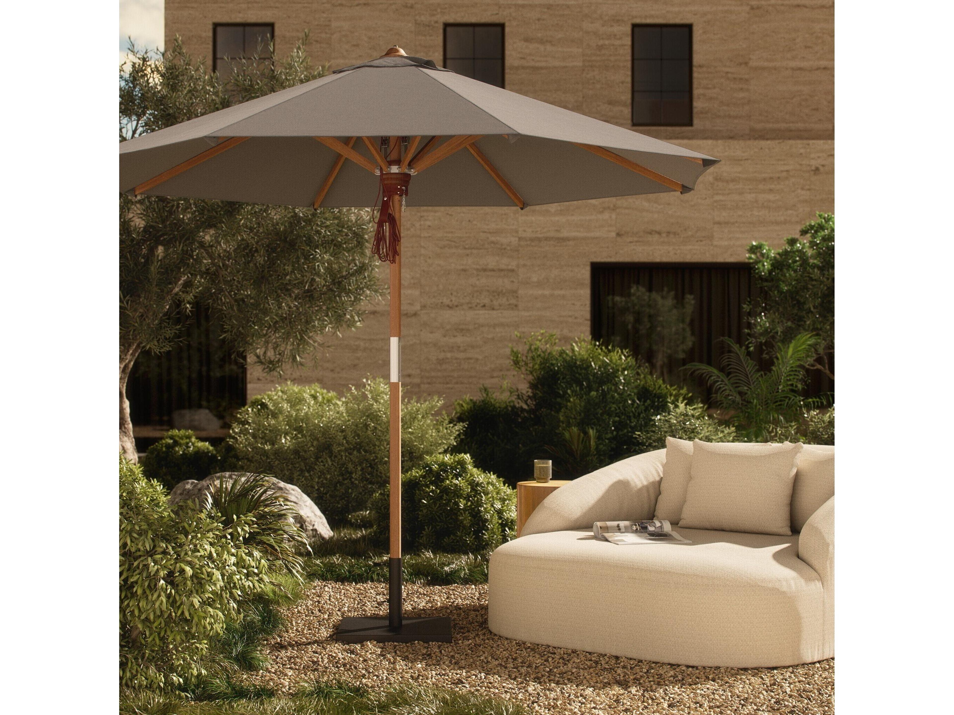 Luxecor Globetrotter Outdoor Baska Arashi Graphite Fine Sanded Teak Umbrella