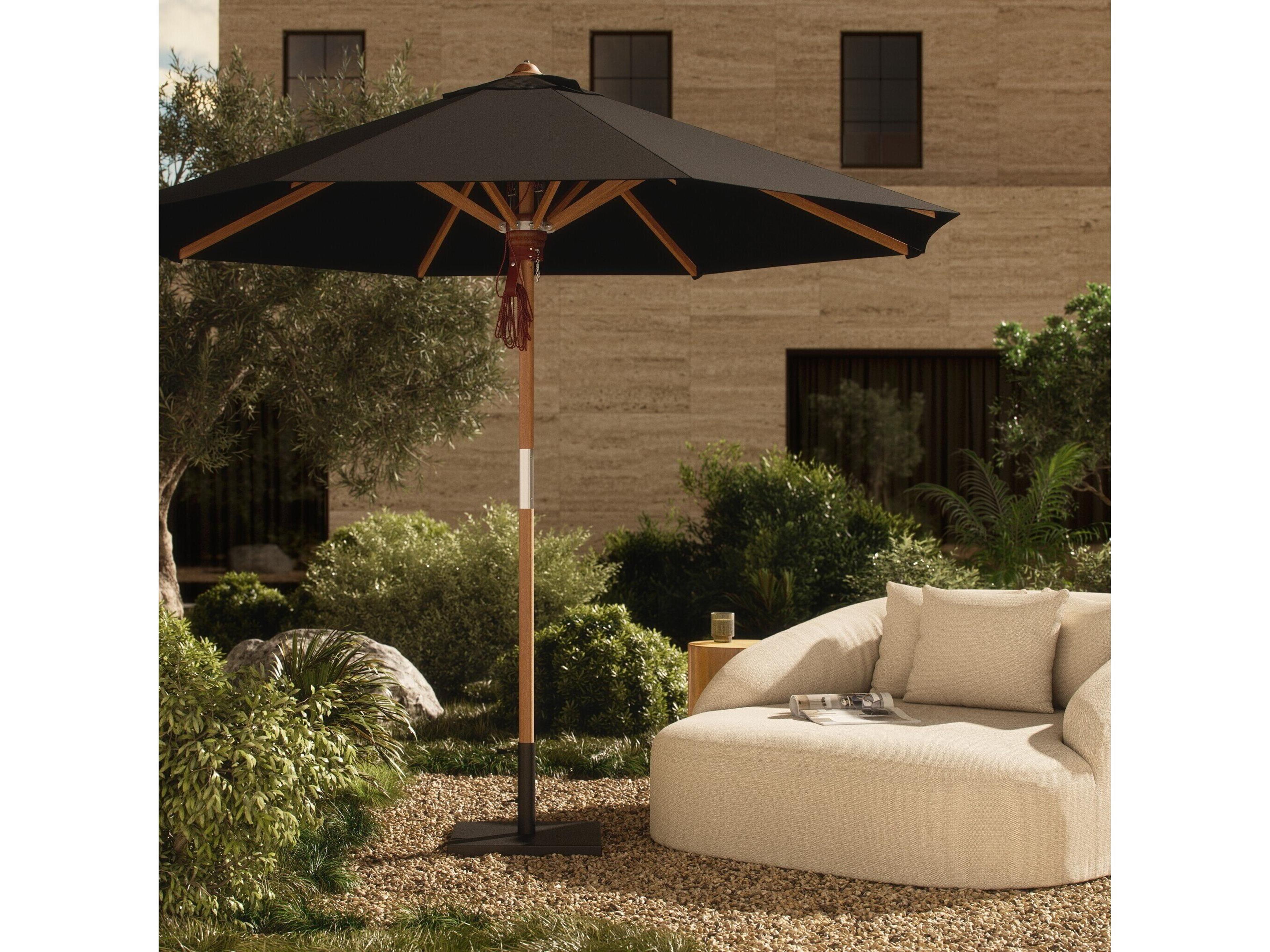 Luxecor Globetrotter Outdoor Baska Arashi Black Fine Sanded Teak Umbrella