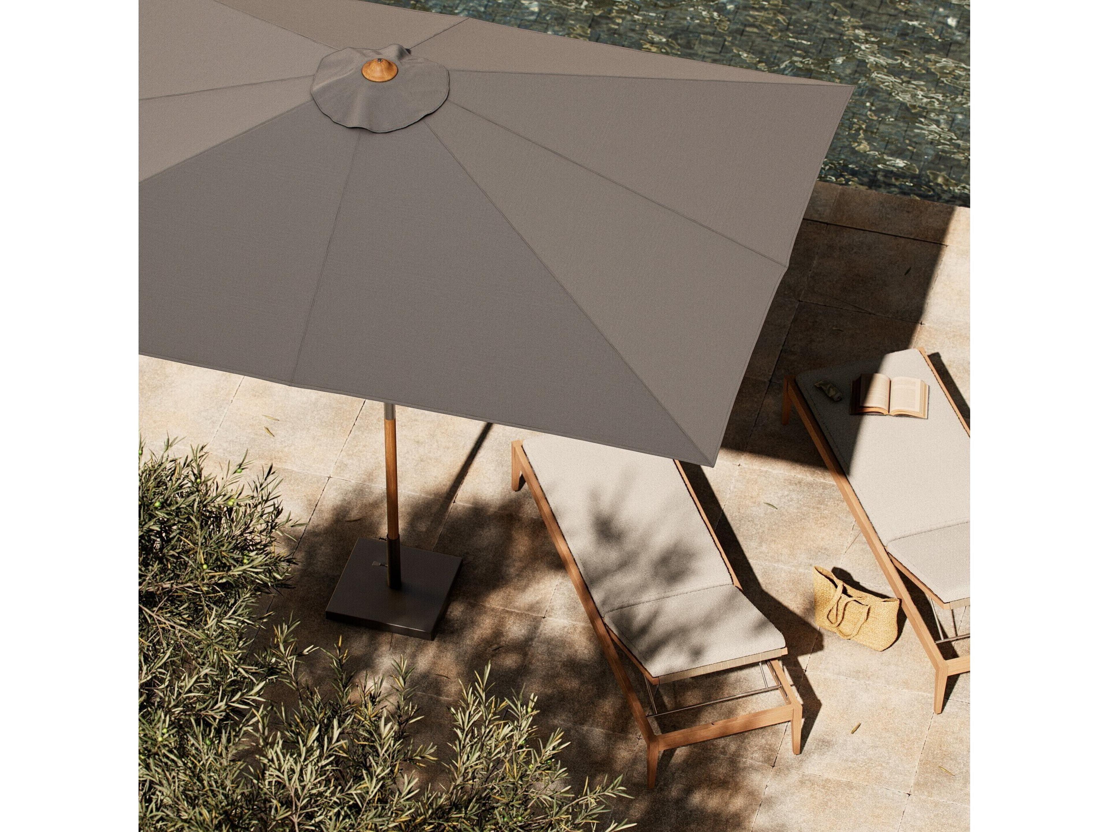 Four Hands Outdoor Garwood Baska Arashi Graphite Fine Sanded Teak Umbrella