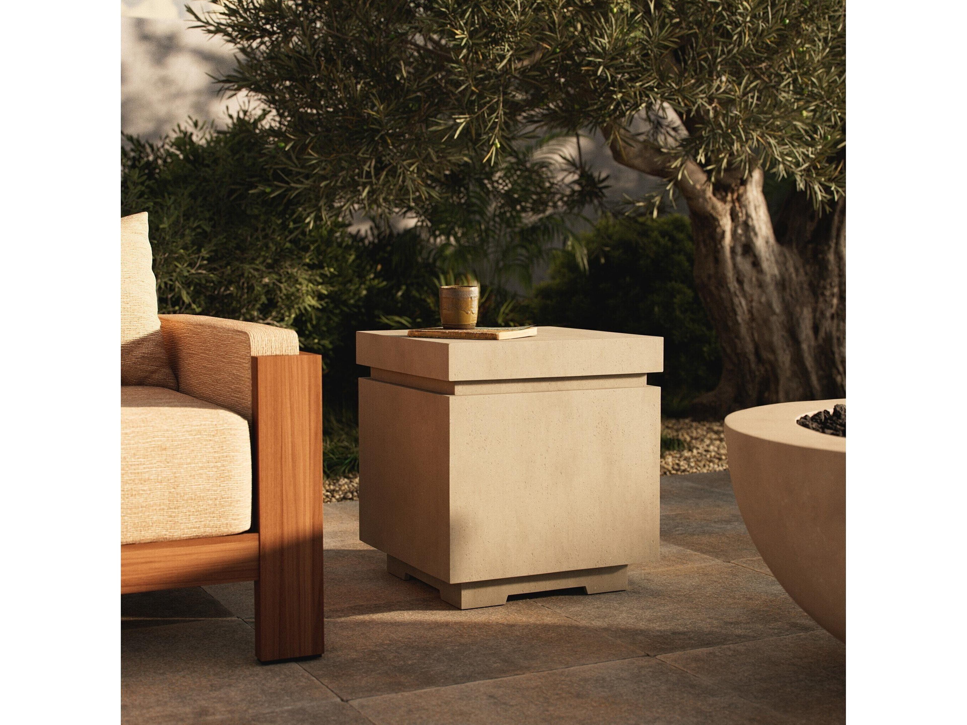 Luxecor Globetrotter Outdoor Posen Natural Concrete Square End Table