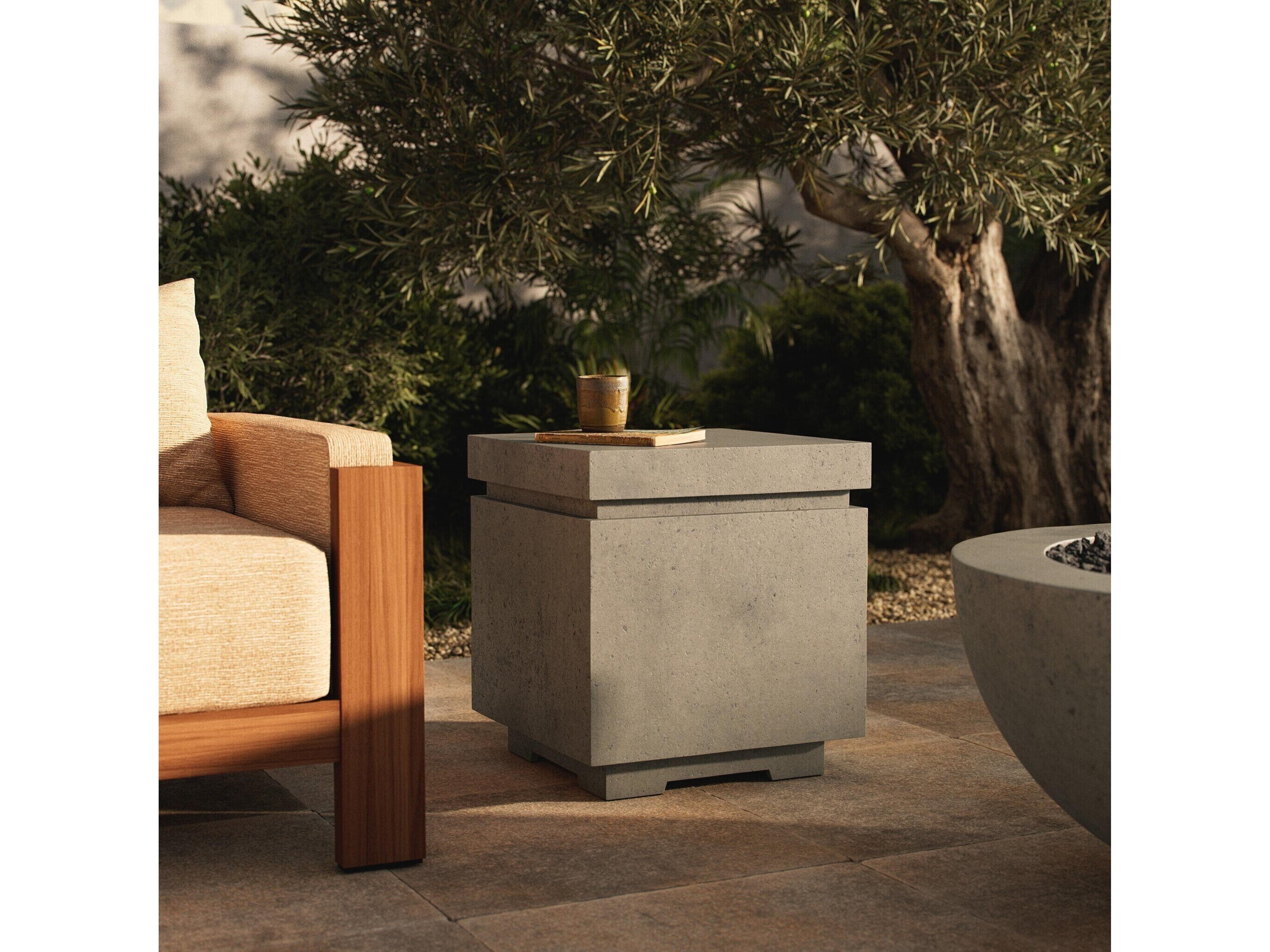 Luxecor Globetrotter Outdoor Posen Pewter Concrete Square End Table