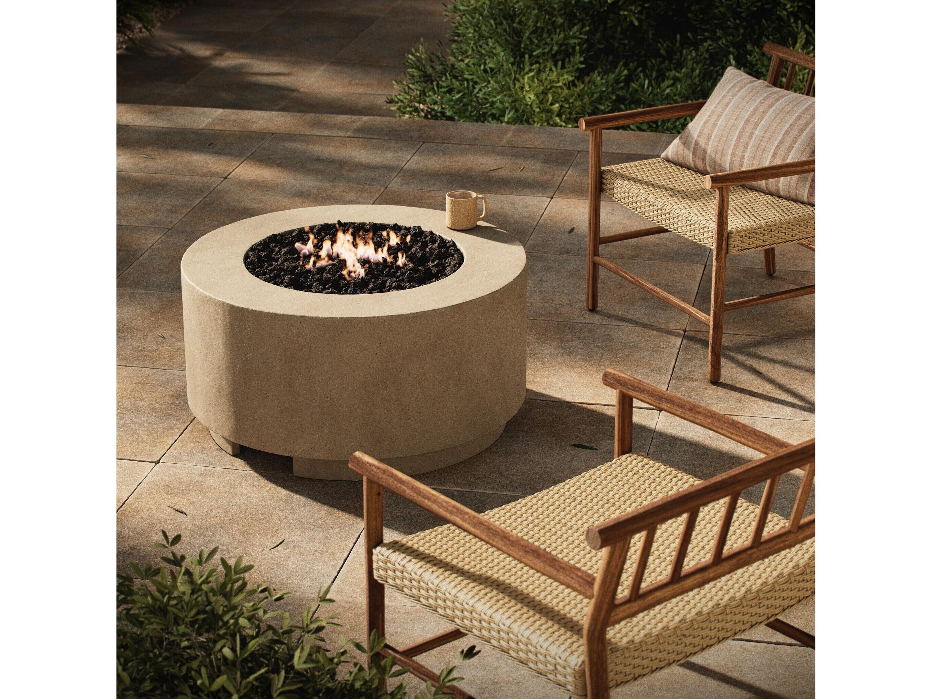 Four Hands Outdoor Falco Damian Natural Concrete 35.5" Round Fire Pit Table