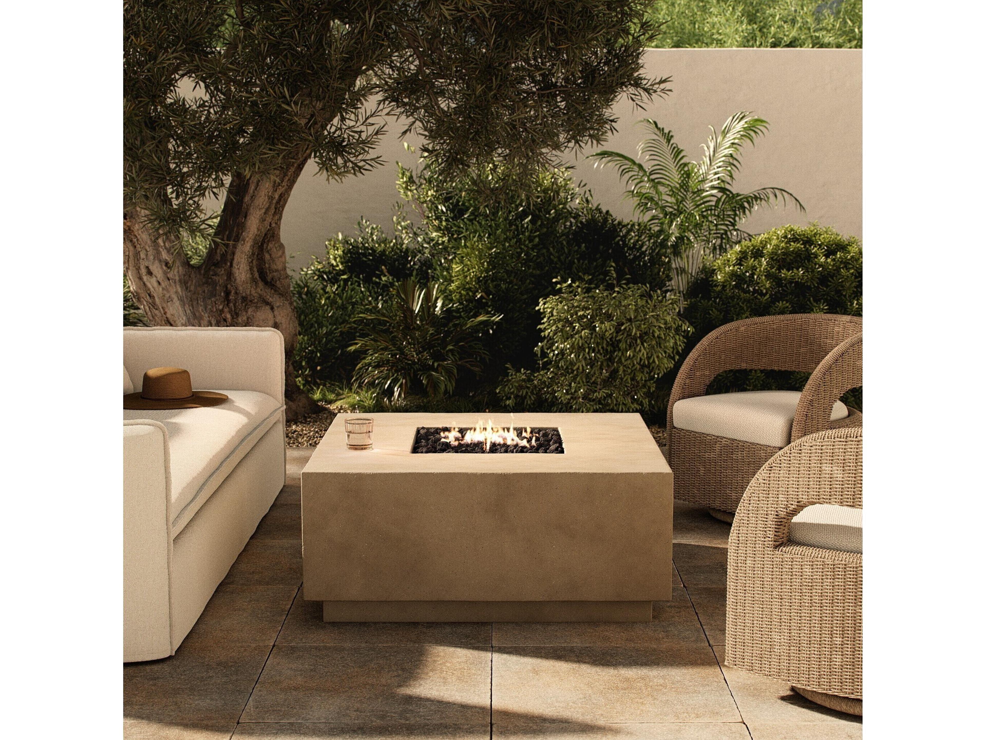 Four Hands Outdoor Falco Donovan Natural Concrete 42" Square Fire Pit Table