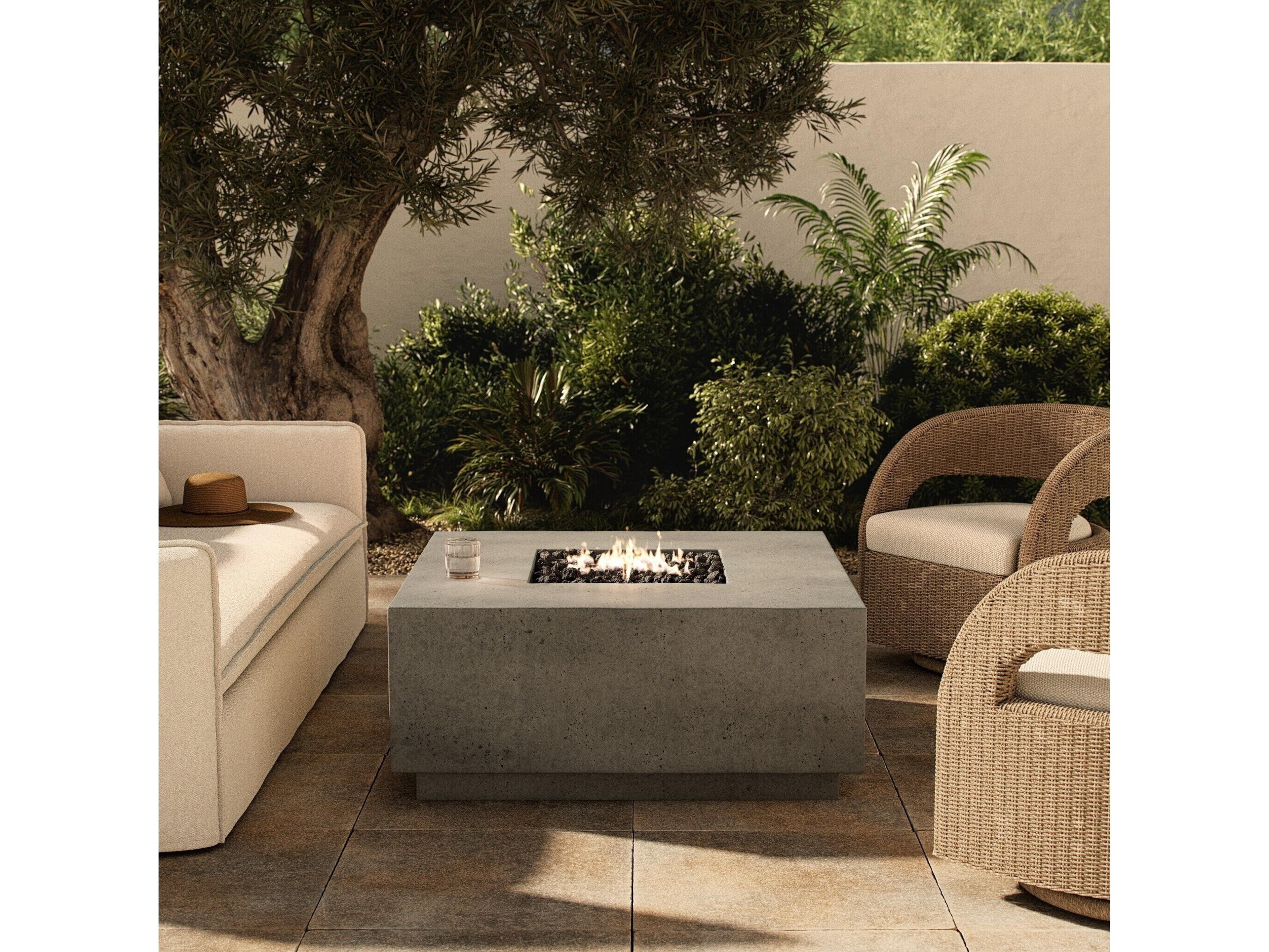 Four Hands Outdoor Falco Donovan Pewter Concrete 42" Square Fire Pit Table