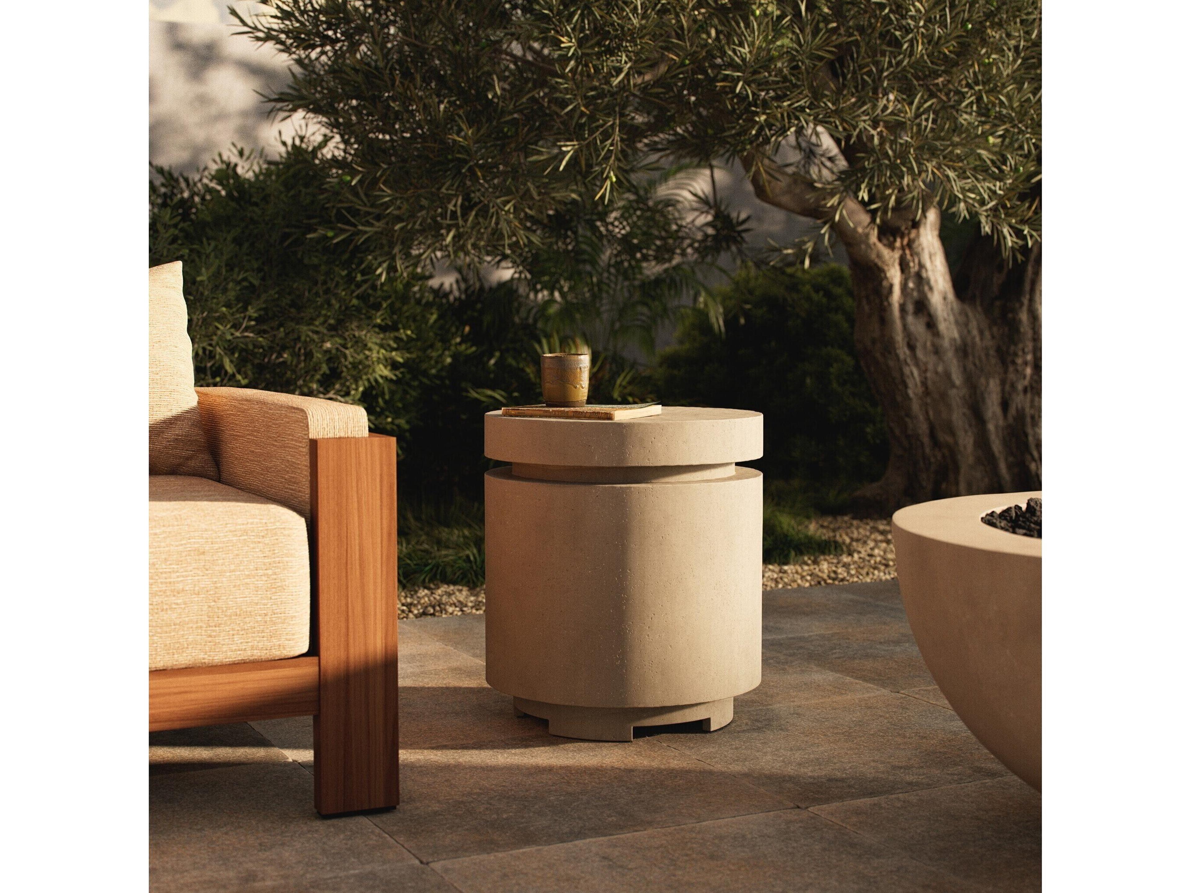 Four Hands Outdoor Falco Higgins Natural Concrete Round End Table