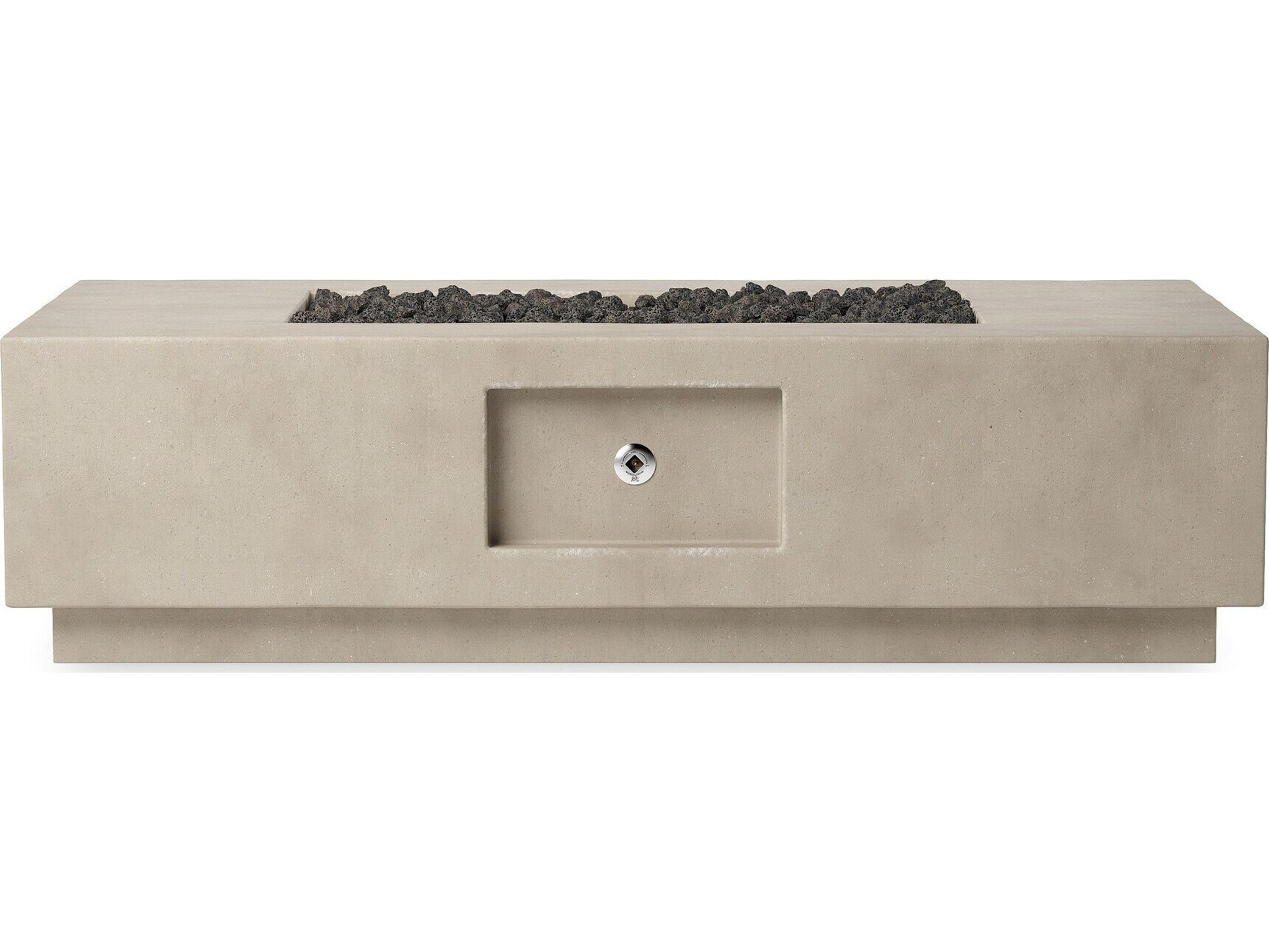 Four Hands Outdoor Falco Kenton Natural Concrete 60" x 32" Rectangular Fire Pit Table