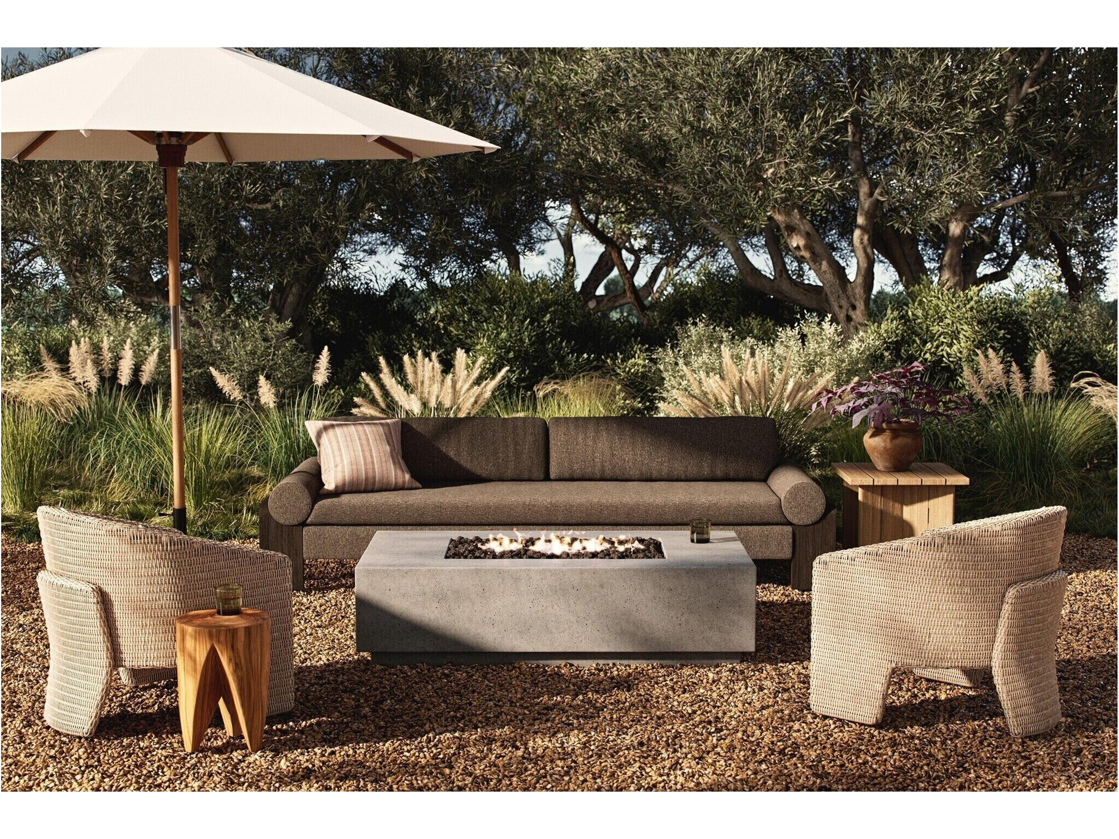 Four Hands Outdoor Falco Kenton Pewter Concrete 60" x 32" Rectangular Fire Pit Table
