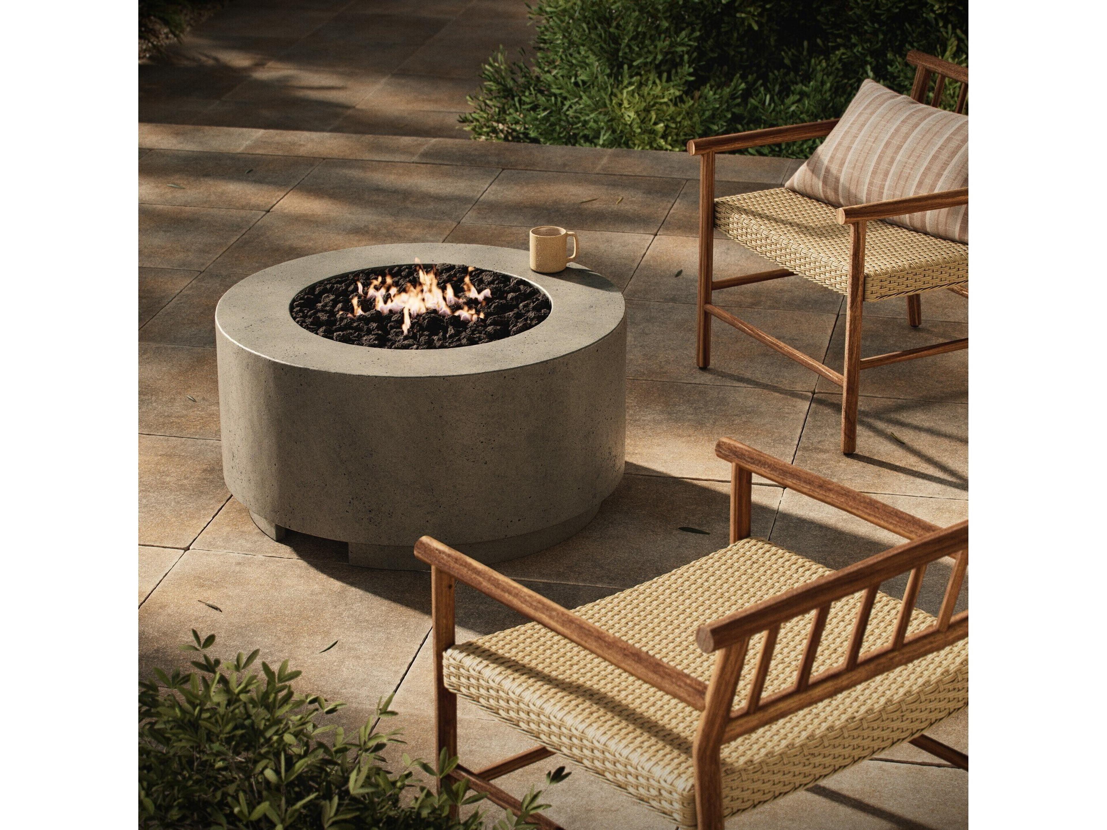 Four Hands Outdoor Falco Damian Pewter Concrete 35.5" Round Fire Pit Table