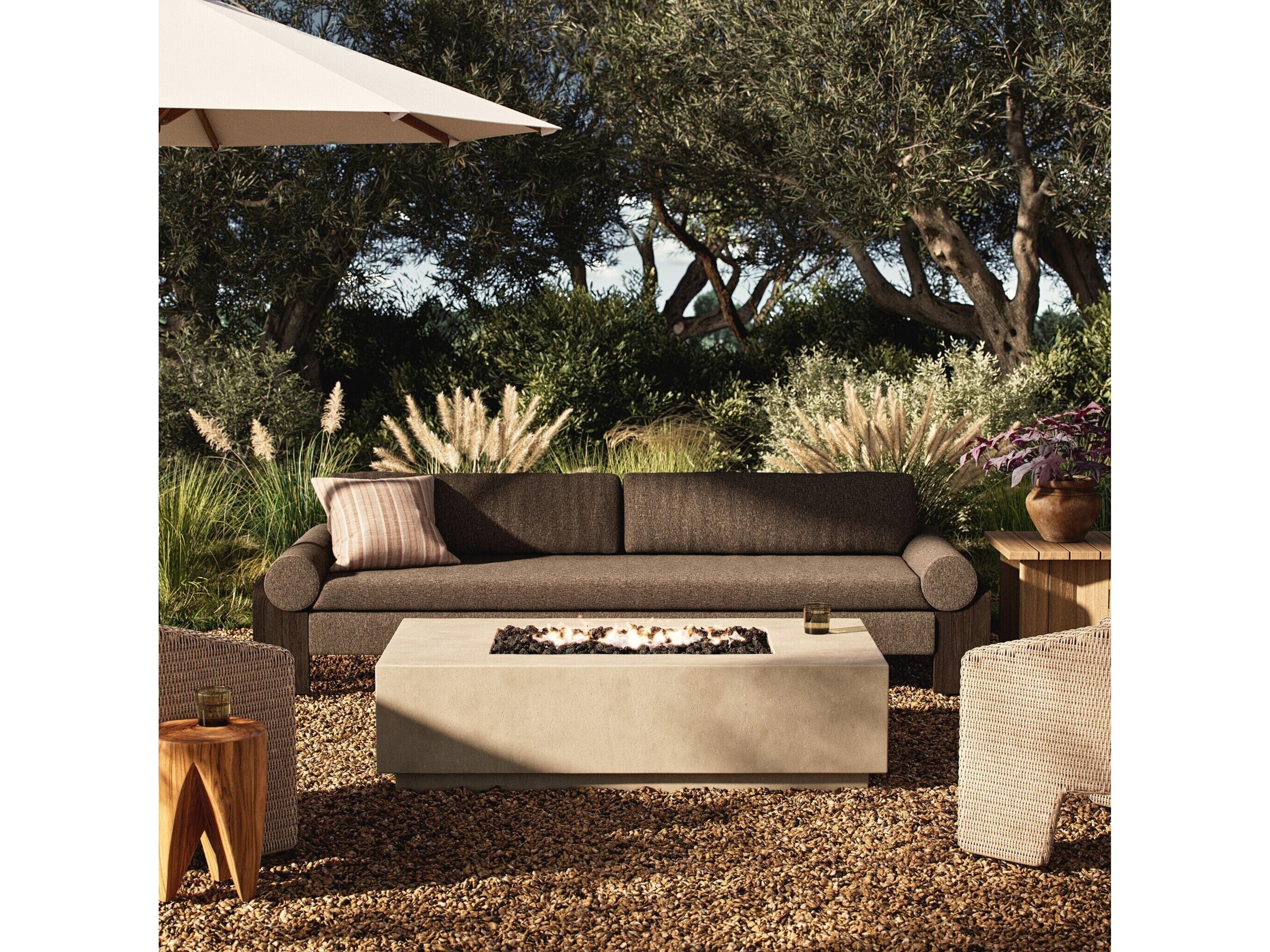 Four Hands Outdoor Falco Kenton Natural Concrete 60" x 32" Rectangular Fire Pit Table