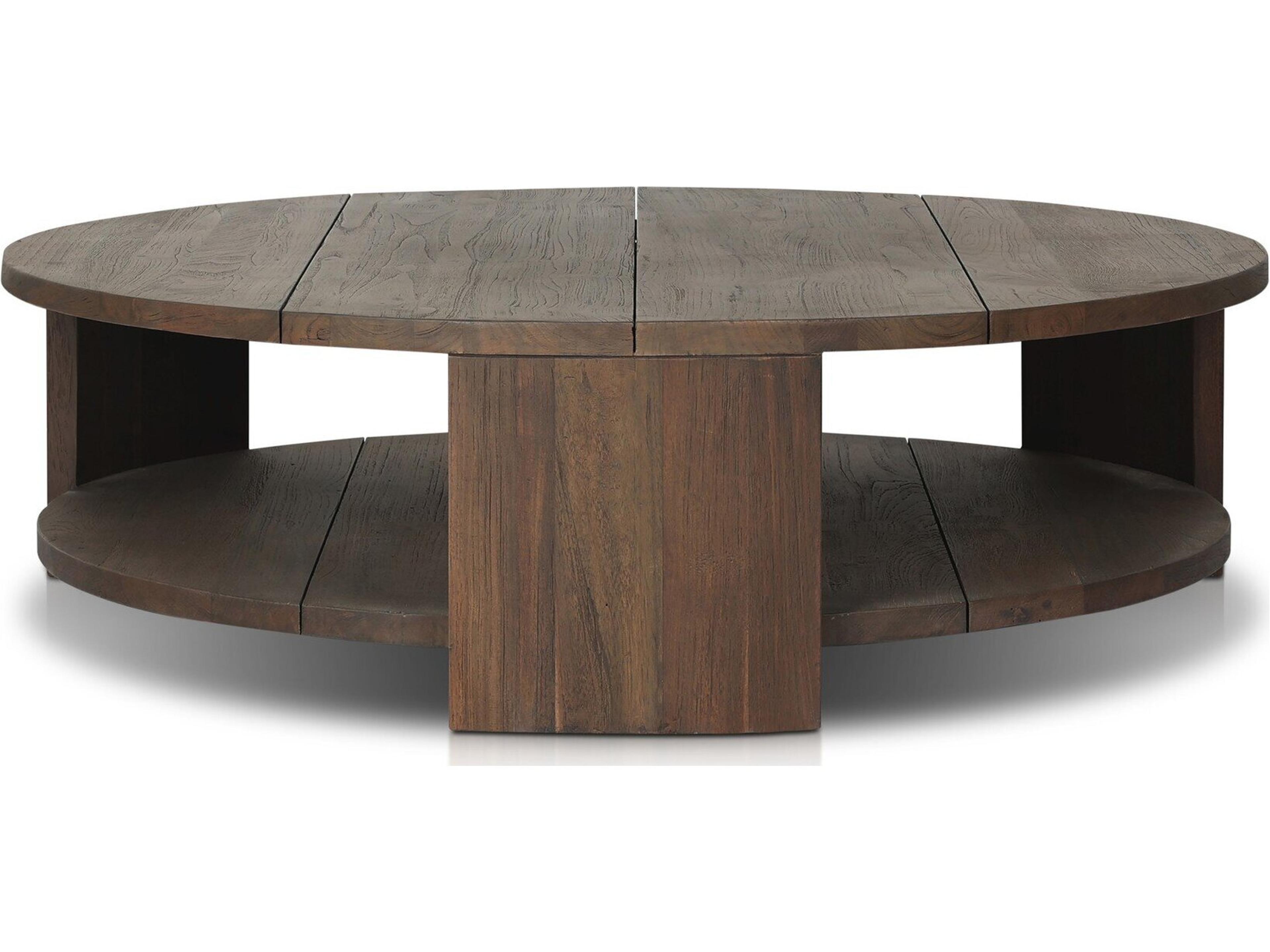 Four Hands Outdoor Providence Roca Round Coffee Table - Stained Heritage Brown-FSC